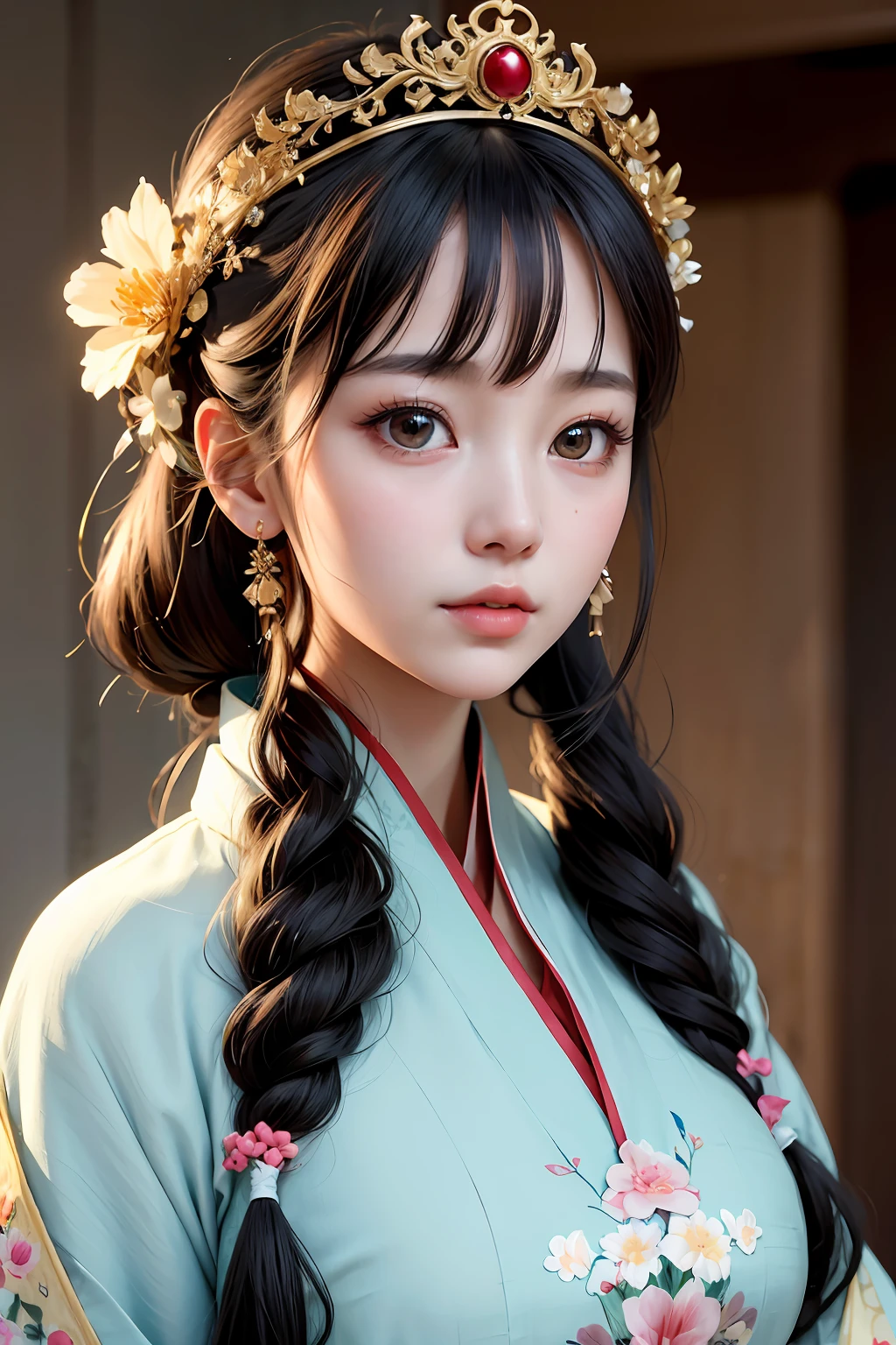 Best quality ,Masterpiece, illustration, An extremely delicate and beautiful, Extremely detailed ,CG ,Unity ,8K wallpaper, Amazing, finedetail, Masterpiece,Best quality,offcial art,Extremely detailed Cg Unity 8K wallpaper,absurderes, unbelievable Ridiculous, hugefilesize , Ultra-detailed, A high resolution, Extremely detailed,Beautiful detailed girl, Extremely detailed eyes and face, Beautiful detailed eyes,light in face,(Hanfu:1.1),1girll