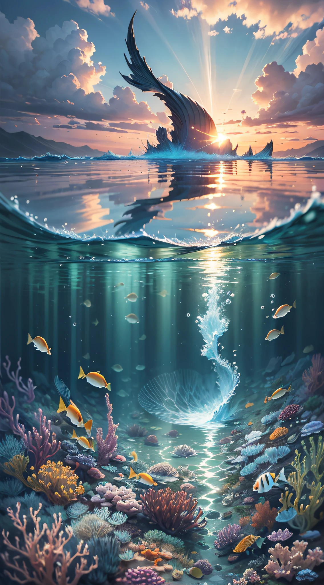 master masterpiece,abyssopelagic,(underwater world：1.2)beauitful,Dreamlike,soft,Warmth，shinkai