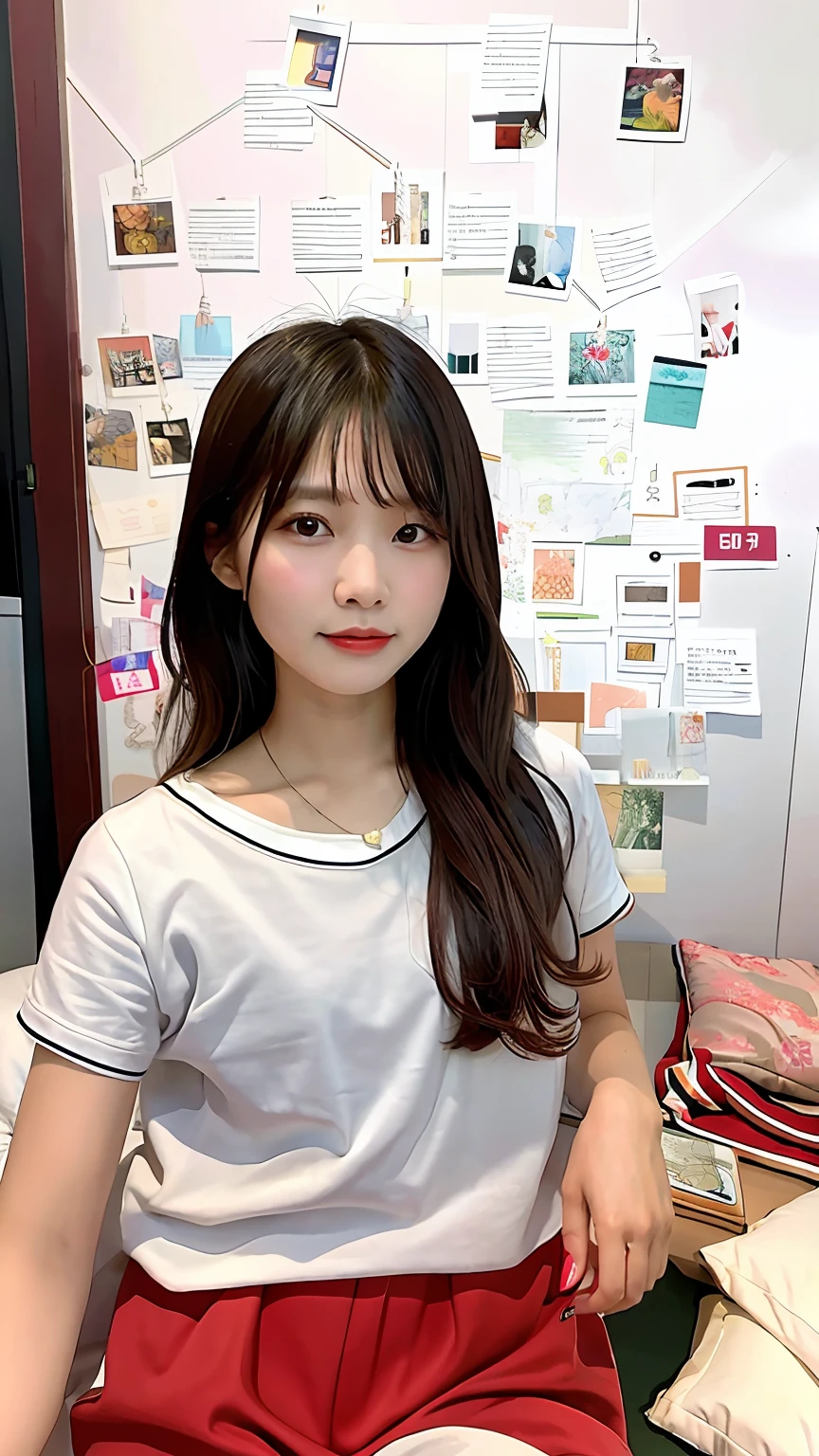 there is a woman sitting on a bed with a pillow, dang my linh, 18 years old, asian girl, chinese girl, 2 2 years old, a young asian woman, 2 7 years old, 21 years old, young asian girl, 19-year-old girl, 1 8 yo, 2 3 years old, 2 8 years old