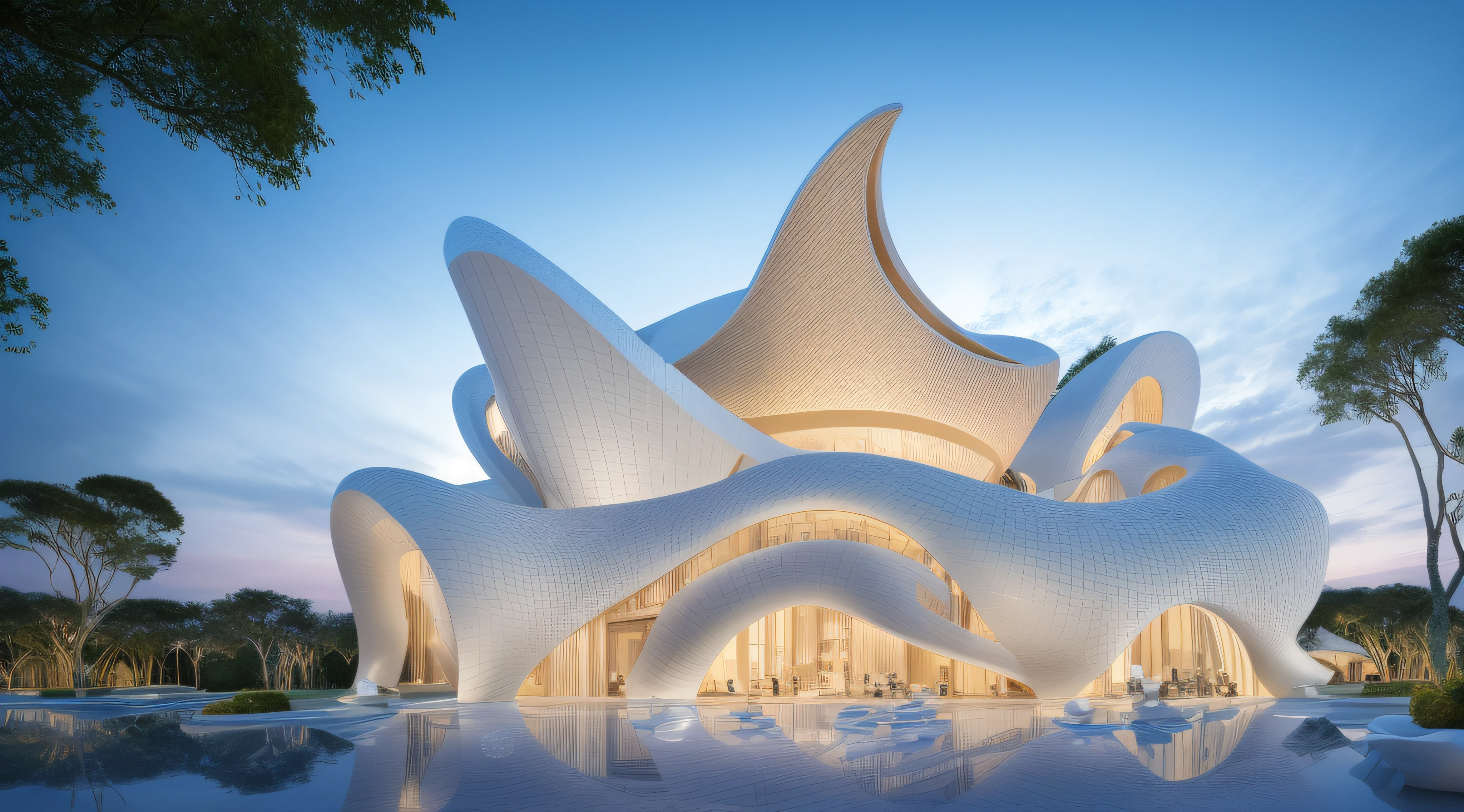 (tmasterpiece),(high qulity), best qualtiy,Dream-shaped curved architecture,Curvilinear art, ultra-detailliert, (fulldetail),(4K),8K,Fantasticism architecture,styled
