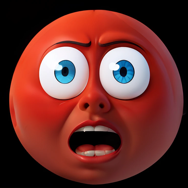 um close up de uma bola vermelha com um rosto surpreso, cara deboche, mocking expression, surpreso franziu a testa, half-open eyes mocking expression, Expression falsehood, a mocking expression, grimacing expression, emoji de meme, frowning expression, mocking facial expression, expressive expression falsehood, emotion mockery, funny face, cara de deboche, Falsidade, expression contempt, expression of pretending