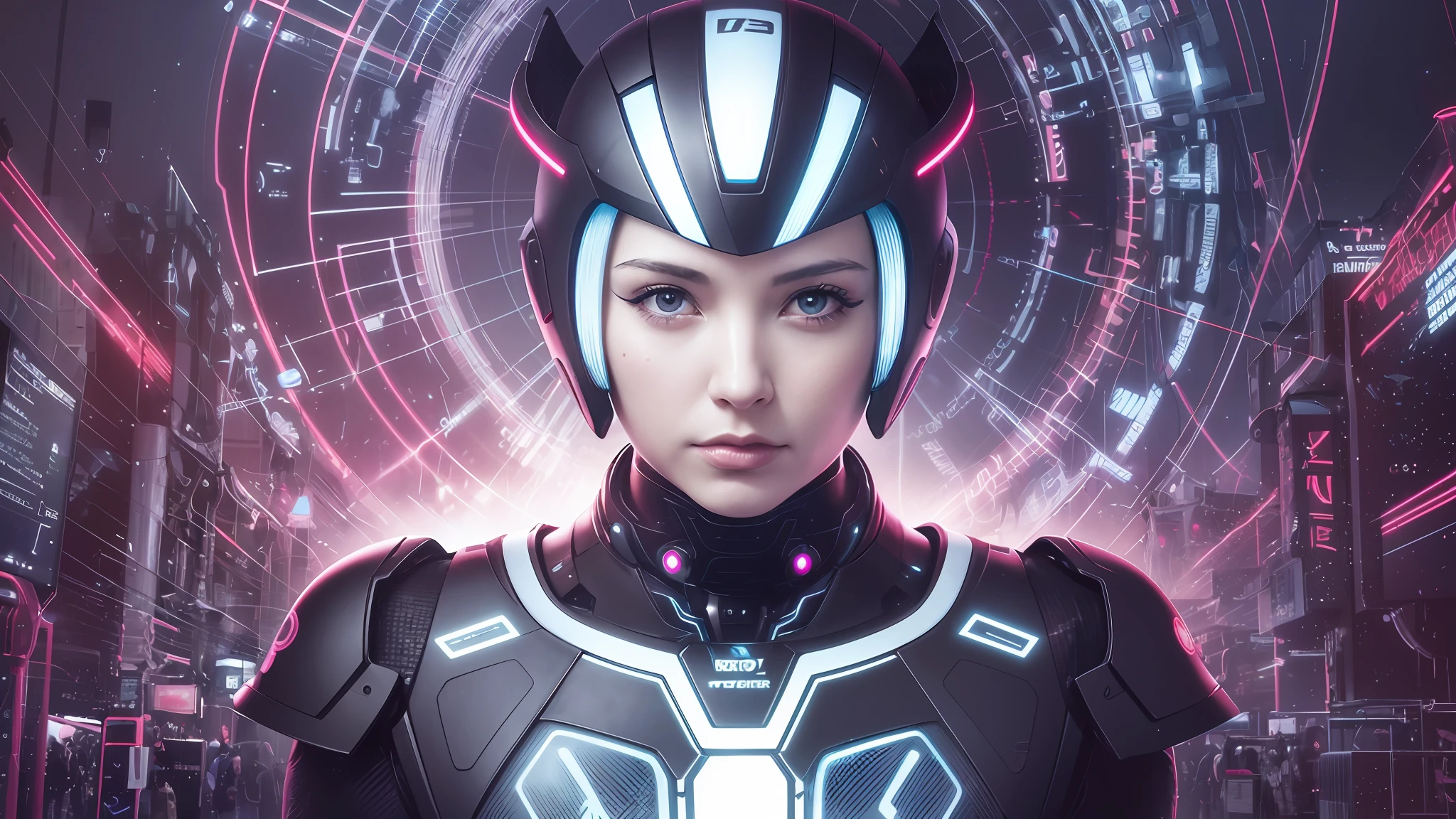 **Generate an image of a futuristic cyber robot, sleek and metallic, Facing front, not a woman face,showcasing the robot's advanced technology, with glowing circuits and intricate mechanical details,visible face robot mouse visible,and mouse,Illustration, digital art, - --auto --s2