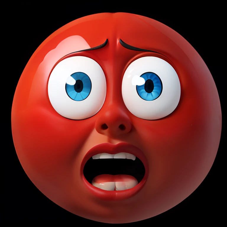 um close up de uma bola vermelha com um rosto surpreso, cara deboche, mocking expression, surpreso franziu a testa, half-open eyes mocking expression, Expression falsehood, a mocking expression, grimacing expression, emoji de meme, frowning expression, mocking facial expression, expressive expression falsehood, emotion mockery, funny face, cara de deboche, Falsidade, expression contempt, expression of pretending