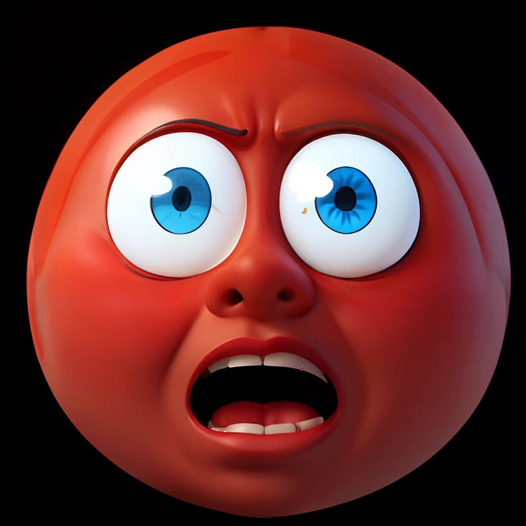 um close up de uma bola vermelha com um rosto surpreso, cara deboche, mocking expression, surpreso franziu a testa, half-open eyes mocking expression, Expression falsehood, a mocking expression, grimacing expression, emoji de meme, frowning expression, mocking facial expression, expressive expression falsehood, emotion mockery, funny face, cara de deboche, Falsidade, expression contempt, expression of pretending