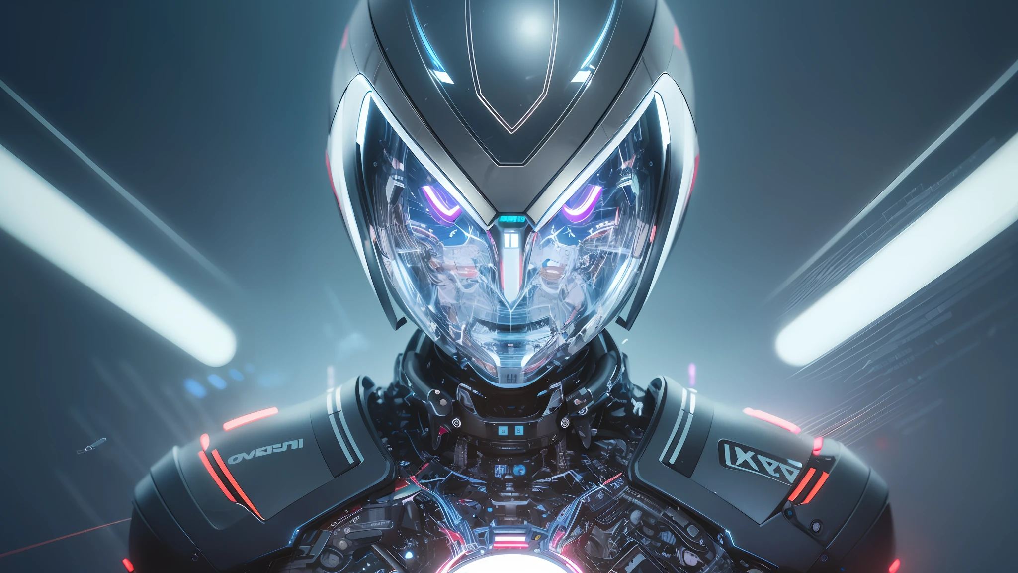 **Generate an image of a futuristic cyber robot, sleek and metallic, Facing front, not a woman face,showcasing the robot's advanced technology, with glowing circuits and intricate mechanical details,visible face robot mouse visible,and mouse,Illustration, digital art,   - --auto --s2