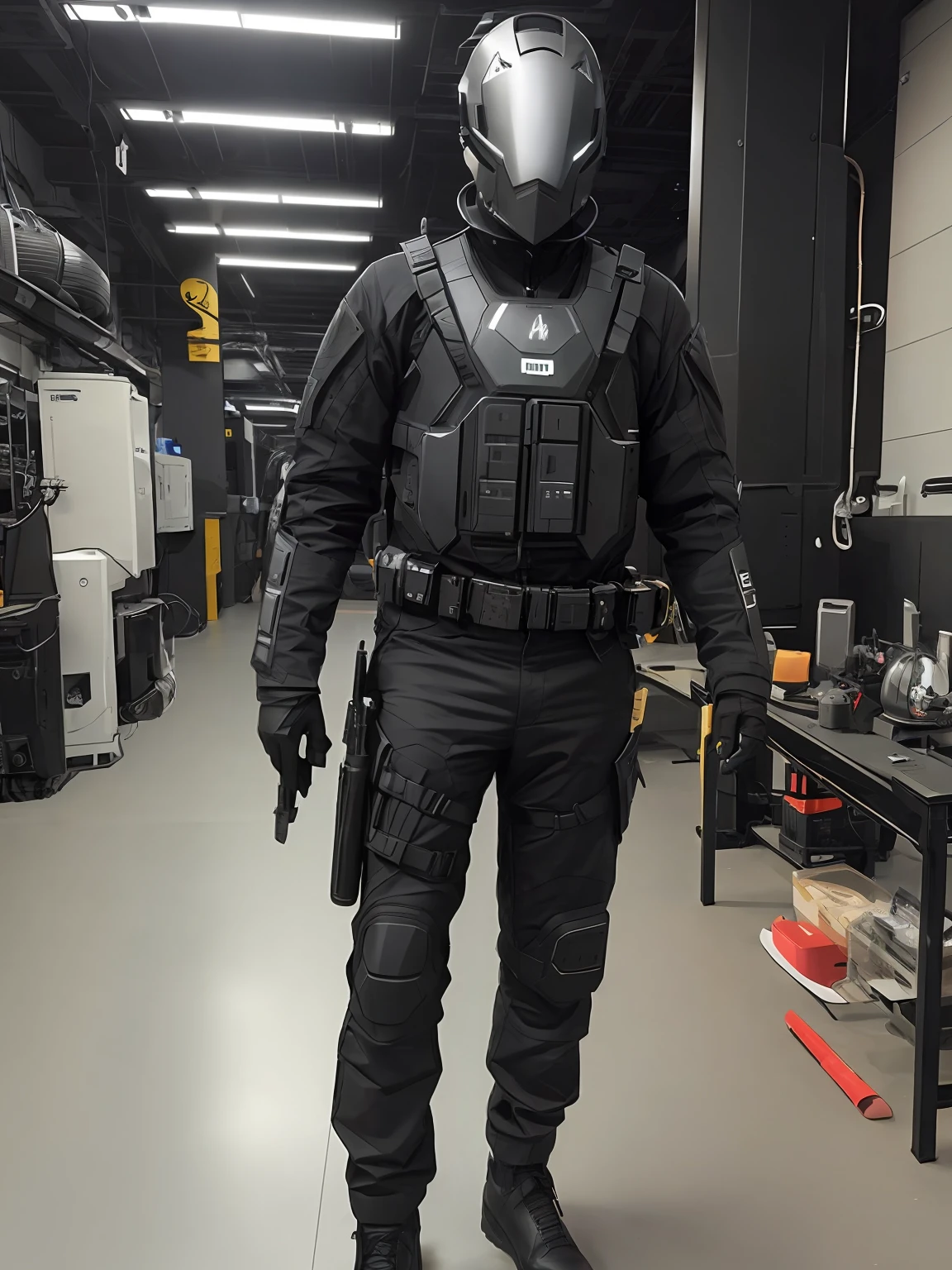 Dark futuristic style engineering helmet