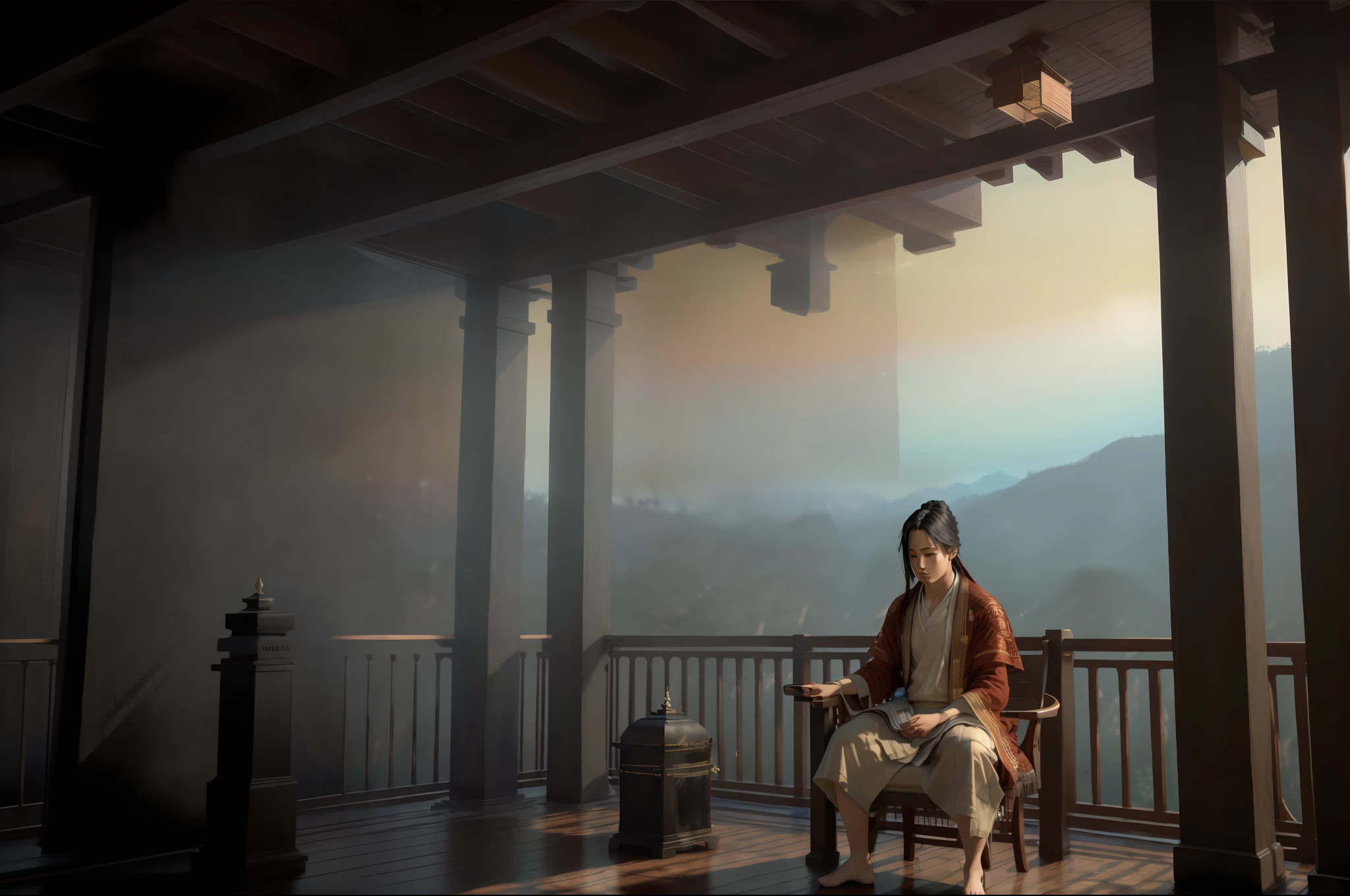 a monk is meditating, wearing a white robe in the temple, the temple is in the forest, raw photo, surreal photo, unreal engine 4, 8k, super sharp, detailed colors, wide color coverage , extreme scene detail, shading, anti-aliasing, error detail smoothing,raw photo, surreal image, unreal engine 4, 8k, super sharp, detailed colors, wide color coverage, extremely high scene detail, shading, anti-aliasing, error detail smoothing, raw photo, surreal photo, unreal engine 4.8k, super sharp, detailed color, wide color coverage, scene detail extremely tall object , (8k, RAW photo, best quality, masterpiece:1.2), (realistic, photo-realistic:1.37),modelshoot style, (extremely detailed CG unity 8k wallpaper),professional majestic oil painting by Ed Blinkey, Atey Ghailan, Studio Ghibli, by Jeremy Mann, Greg Manchess, Antonio Moro, trending on ArtStation, trending on CGSociety, Intricate, High Detail, Sharp focus, dramatic, photorealistic painting art by midjourney and greg rutkowski, scene detail extreme objects, shading, anti-aliasing, error detail smoothing