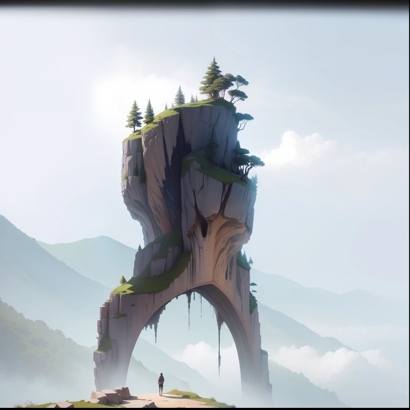 A tree on a cliff，ultraclear，tmasterpiece
