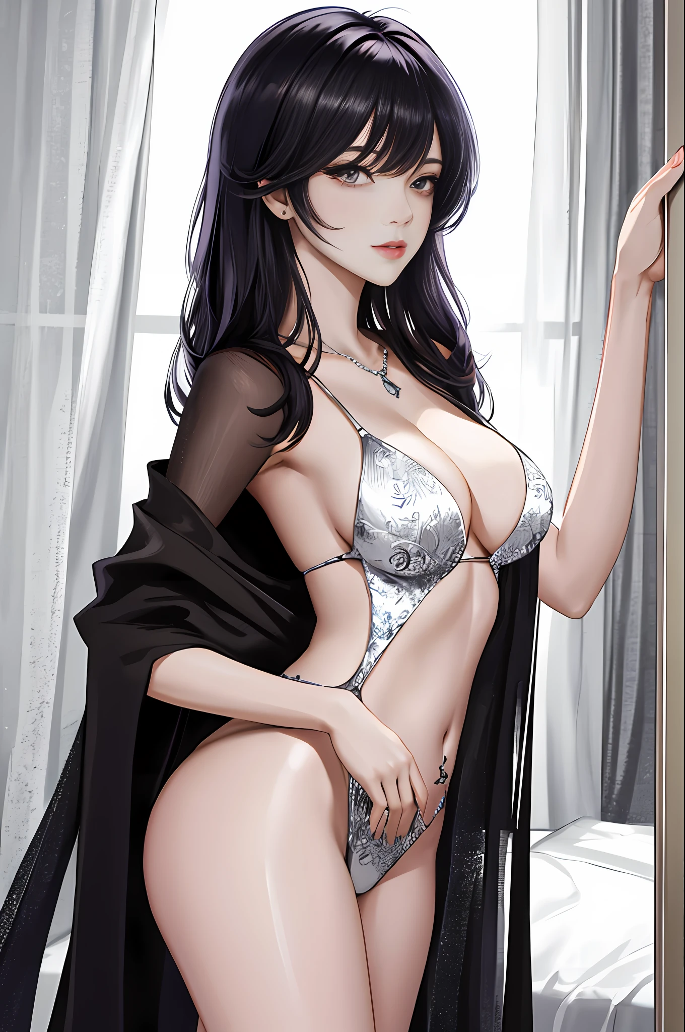 tmasterpiece，best qualtiy，（Very detailed CG unity 8K wallpaper）（best qualtiy），（Most Best Illustration），（Best shadow）1womanl，Wear sexy robes，fully body pose，（Large breasts），Light and shadow tracking，ultra-detailliert ，bold lineart, clean lineart, Simple lines of art, intense line art, lineart behance hd --v6