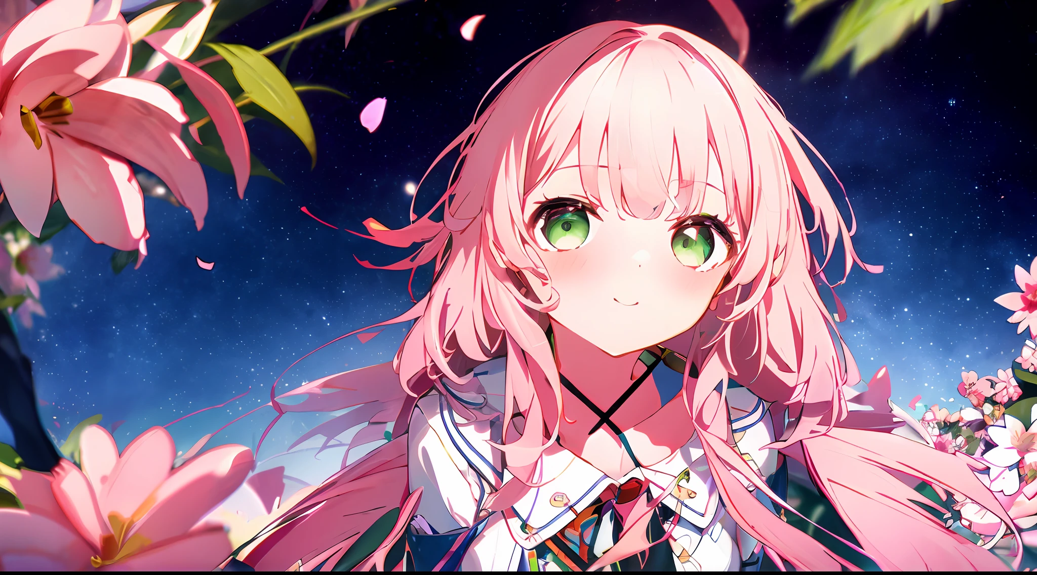 (absurdres, highres, ultra detailed), 1girl, mature female, wavy blonde hair, long hair, blunt bangs, green eyes, pink dress, finely detailed eyes and detailed face, extremely detailed CG unity 8k wallpaper, intricate details, BREAK , kaleidoscopic imagery, symmetrical patterns, vibrant colors, geometric shapes, mesmerizing designs, optical illusions, dynamic composition BREAK , pantomime art, expressive body language, silent storytelling, evocative gestures, visual narratives, theatrical performances BREAK , blooming flowers, colorful petals, fragrant scents, nature's bounty, vibrant gardens, peaceful scenery