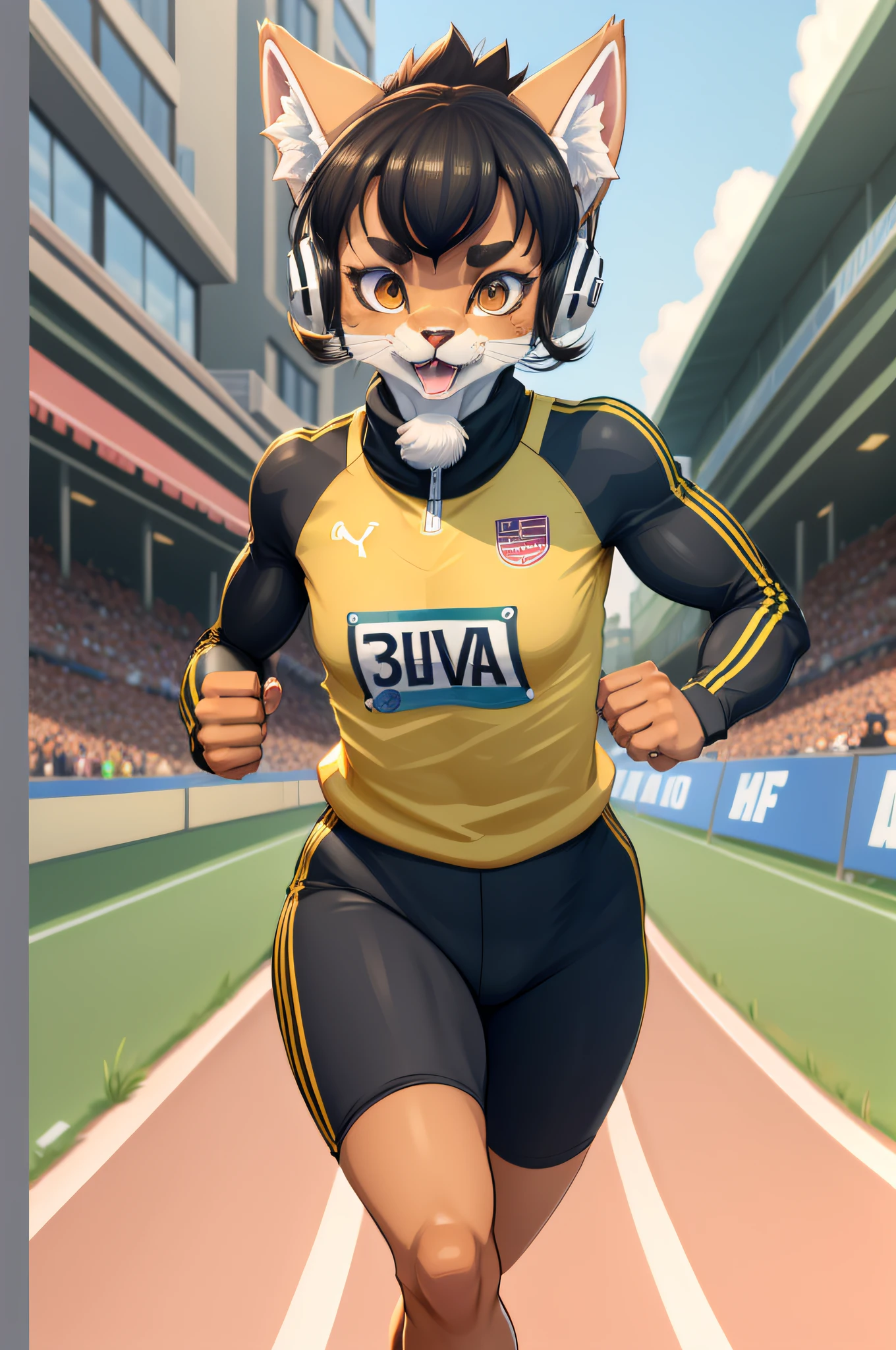 3Drenderingof, Q version cartoon style, Solo, Furry,Anthropomorphic animals, Animal track and field athletes, Athletics competitions,Running position,Non-human