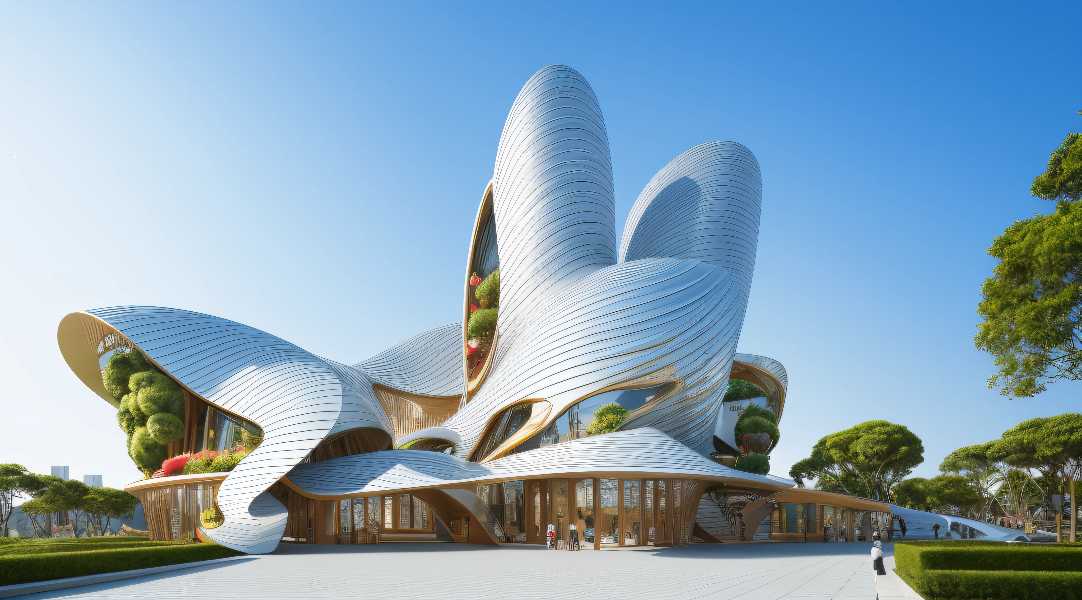 （tmasterpiece），（high qulity）， best qualtiy，Dream-shaped curved architecture，Curvilinear art， ultra-detailliert， （fulldetail），（4K），8K，Fantasticism architecture，styled