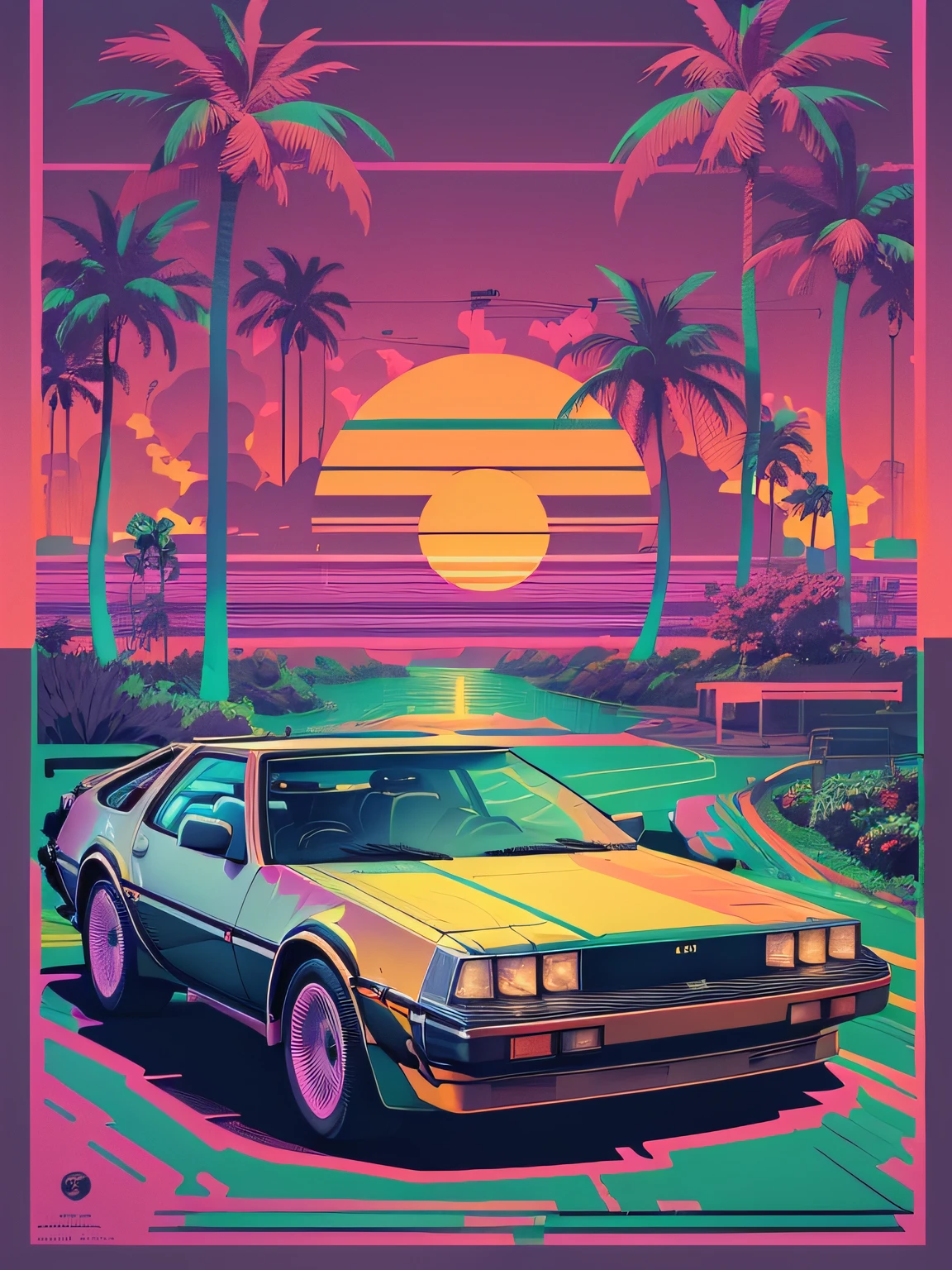 synthwave background no additional cars
