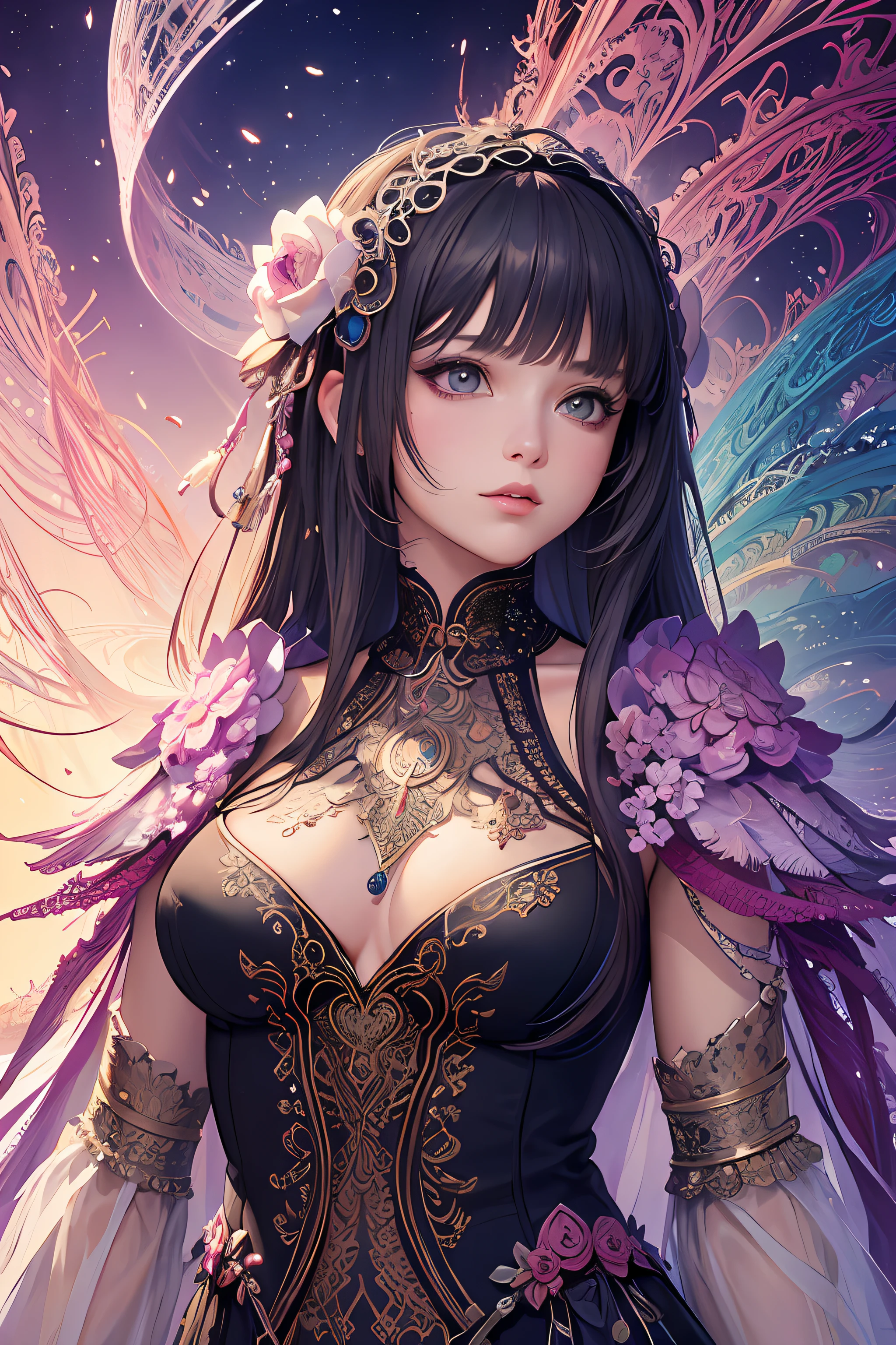 (masterpiece, top quality, best quality, official art, beautiful and aesthetic:1.2), (1girl:1.3), extreme detailed,(fractal art:1.3),colorful,highest detailed