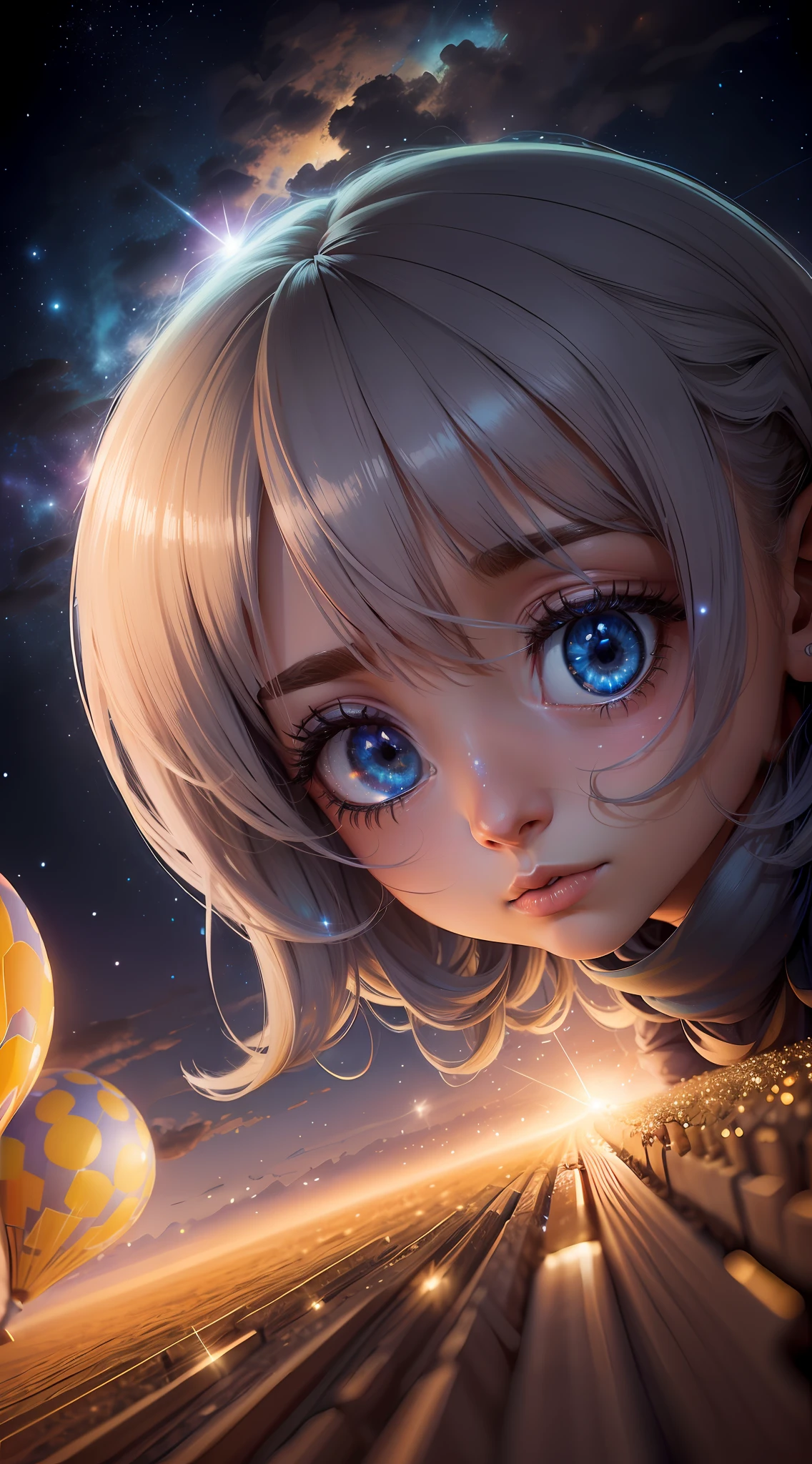 Planeta terra, globo, com luzes brilhantes, noite, visto do alto, pontos brilhantes, galaxias, Obra-prima, melhor qualidade, (papel de parede 8k de unidade CG muito detalhado) (melhor qualidade), (best illustration), (melhores sombras)
