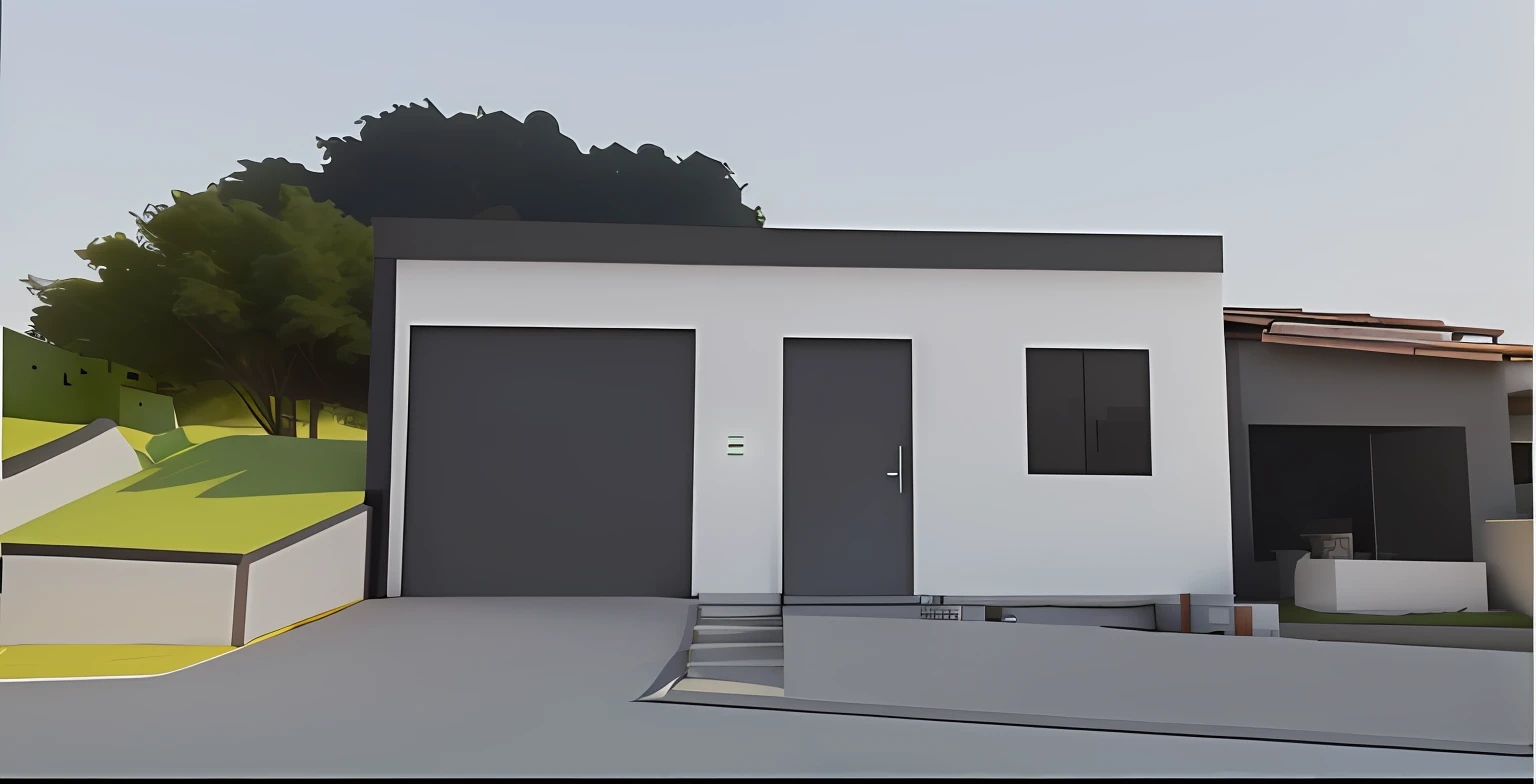 There is a picture of a house with a skate ramp, renderizar 3 d, altamente renderizado!!, Final 3D rendering, 3d final render, em estilo de realismo simplificado, pre-rendered, 2 d render, semi-realistic rendering, 3d final render, finalrender, em frente a uma garagem, professional render, 3D-rendering, 3D-rendering
