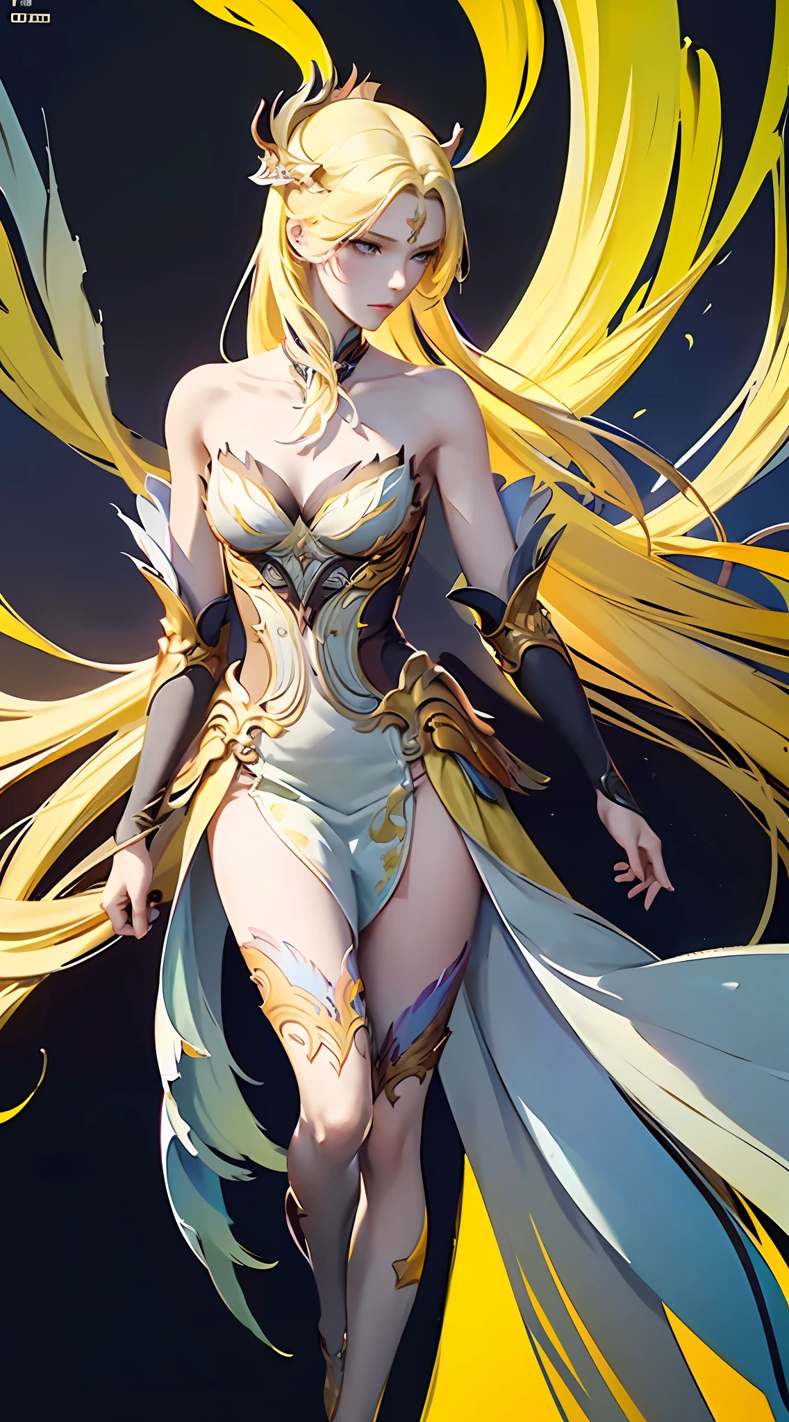 solo,Qiancheng Xue,Naked,A yellow-haired,(masterpiece,topquality,bestquality,officialart,beautifulandaesthetic:1.2),(1girl:1.3),long hair,extremedetailed,colorful,highestdetailed,(watercolourpainting:1.3),opticalmixing,playfulpatterns,livelytexture,richcolors,uniquevisualeffect