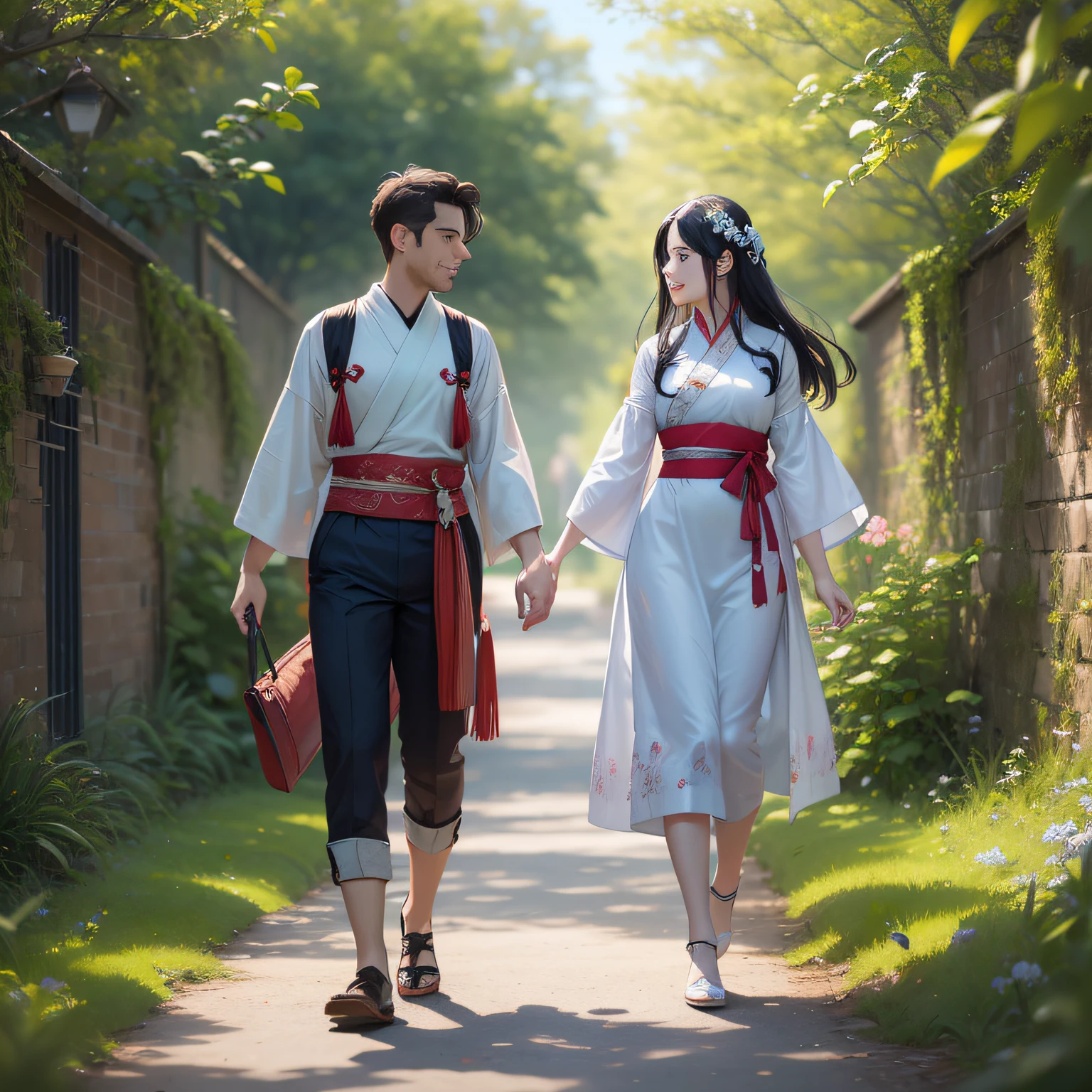 1 cinta,dinamic angle,Nuvens e montanhas,(Campo de flores:1.4)Em primeiro plano,Hanfu,light tracing,(vento colorido flutuante:1)
(realista:1.4),arte oficial,Unity 8k papel de parede,Ultra - Detalhado,lindo e bonito,tmasterpiece,melhor qualidade,pele brilhante,cinmatic lighting,Sorriso leve
Alterar planos de fundo, 8k
suggested: A couple walking together, however, separated by a wall