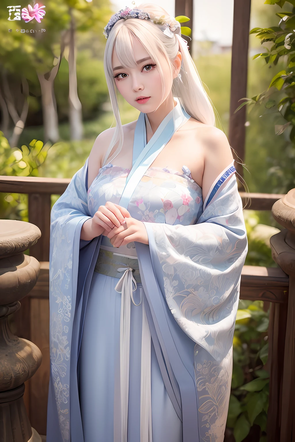 ulzang-6500-v1.1,(RAW photo:1.2),((Photorealistic:1.4))Best quality ,Masterpiece, illustration, An extremely delicate and beautiful, Extremely detailed ,CG ,Unity ,8K wallpaper, Amazing, finedetail, Masterpiece,Best quality,offcial art,Extremely detailed Cg Unity 8K wallpaper,absurderes, unbelievable Ridiculous, hugefilesize, Ultra-detailed, A high resolution, Extremely detailed,Beautiful detailed girl, Extremely detailed eyes and face, Beautiful detailed eyes,light in face,Cinematic lighting,((Hanfu)),1girll,full bodyesbian,full body shot of,See-through,view the viewer,((White hair)),((blissful))