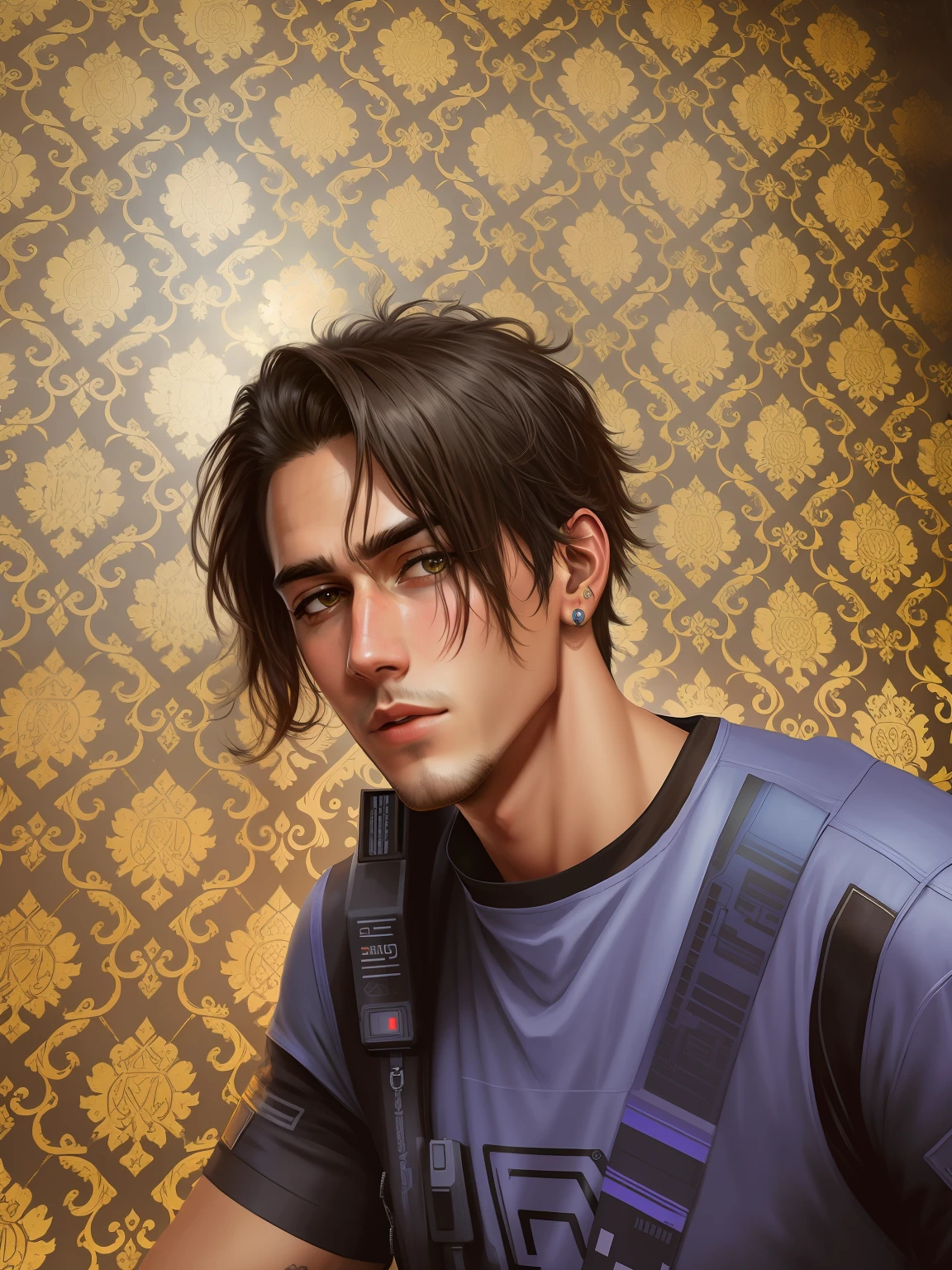 Change background cyberpunk handsome boy, realistic face, 8k, ultra realistic