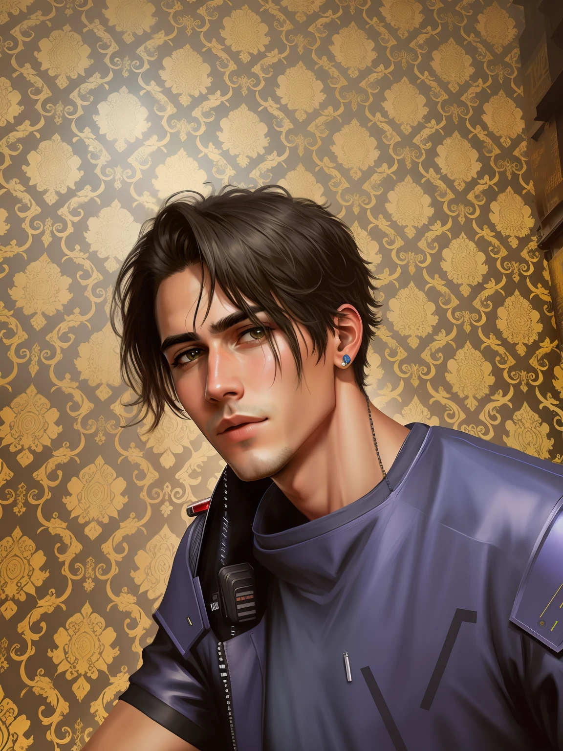Change background cyberpunk handsome boy, realistic face, 8k, ultra realistic