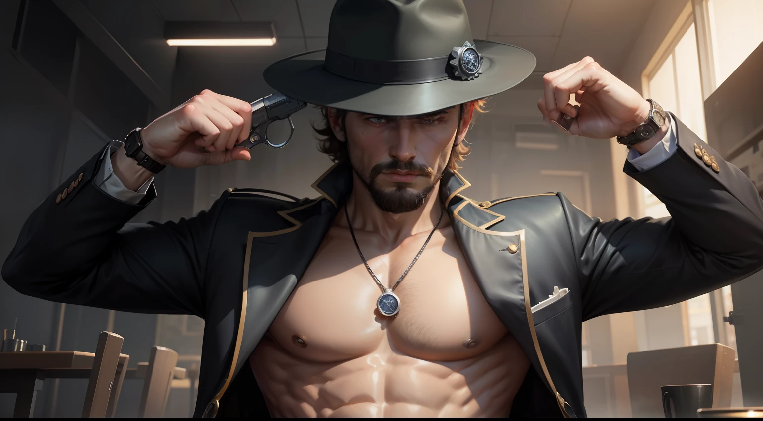 You can also use a revolver,Against a person's chest,The man will obediently give you the watch