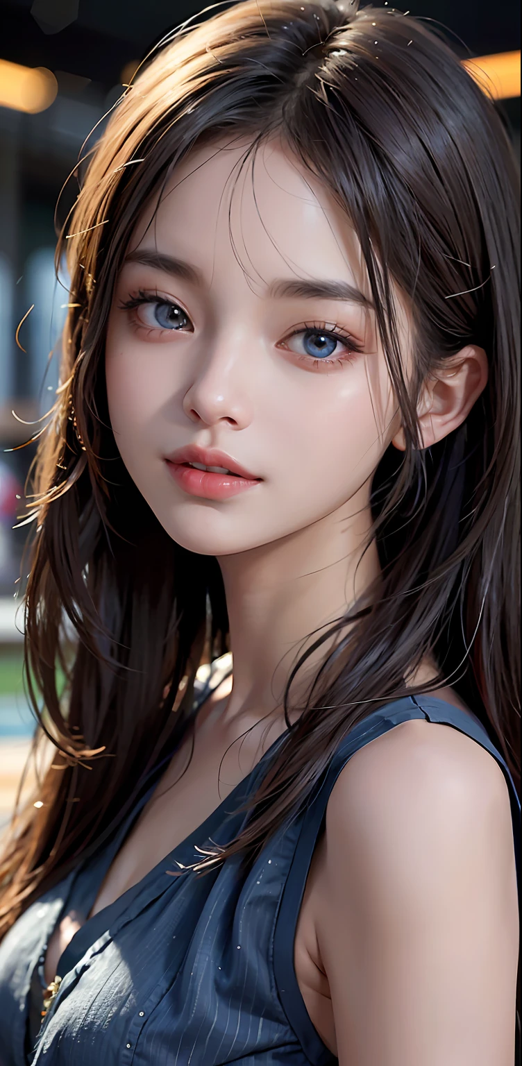 tmasterpiece,closeup cleavage,Close-up of the upper body, 1 beutiful girl, A detailed, Swollen eyes, top Quority, 超A high resolution, (Realistis: 1.4), RAW photogr, 1girll, cinmatic lighting, ssmile, jpn, a asian beauty, korean people, Ren, Super beautiful, Small young face, Beautiful skins, Slim, Flower sea background (Ultra photo realsisim), (A high resolution), (8K), (The is very detailed), (Most Best Illustration), Large breasts,(eyes in beautiful detail), (ultra-detailliert), (A detailed的脸), audience looking, finely detailled, A detailed face,pureerosfaceace_V1,ssmile,46 points oblique bangs,Staring straight ahead,Neat clothes,Dark eyes,Blue clothes without sleeves,Cotton clothes,body facing the front,
Negative label