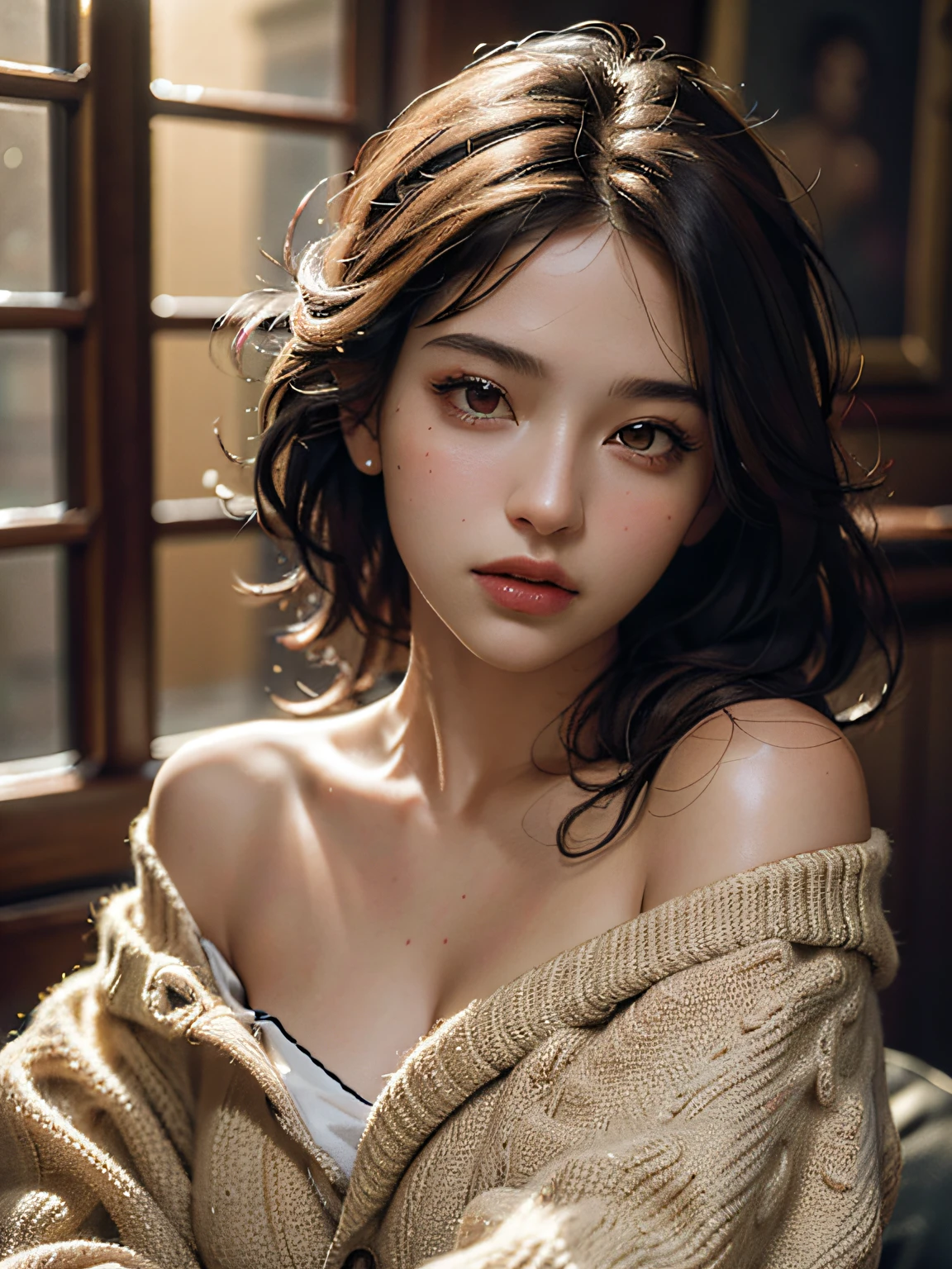 Best quality, masterpiece, ultra high res, (photorealistic:1.4), raw photo, 1girl, off shoulder