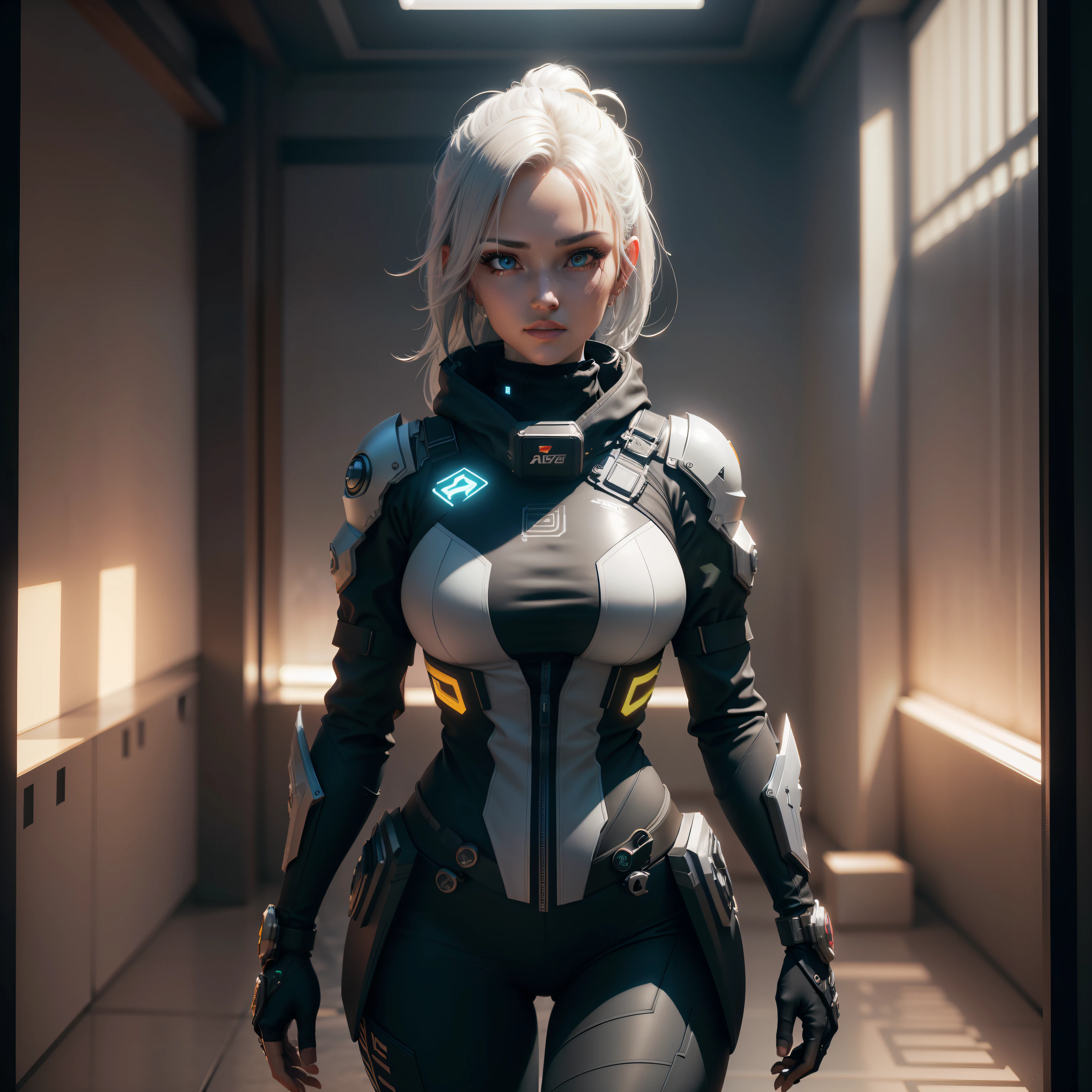 ((Best quality)), ((masterpiece)), (detailed:1.4), 3D, an image of a beautiful cyberpunk female,HDR (High Dynamic Range),Ray Tracing,NVIDIA RTX,Super-Resolution,Unreal 5,Subsurface scattering,PBR Texturing,Post-processing,Anisotropic Filtering,Depth-of-field,Maximum clarity and sharpness,Multi-layered textures,Albedo and Specular maps,Surface shading,Accurate simulation of light-material interaction,Perfect proportions,Octane Render,Two-tone lighting,Wide aperture,Low ISO,White balance,Rule of thirds,8K RAW,