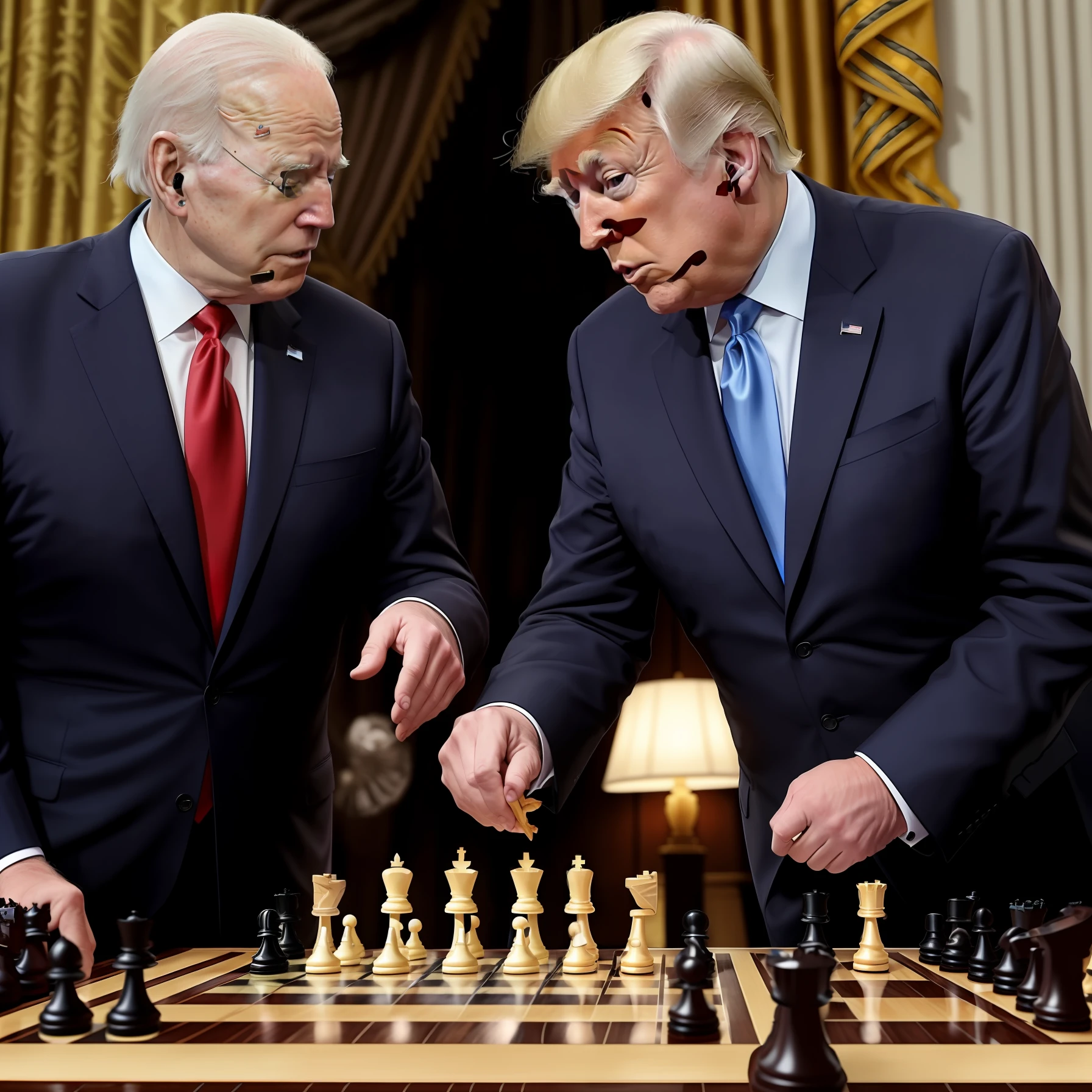 Trump plays chess with Biden