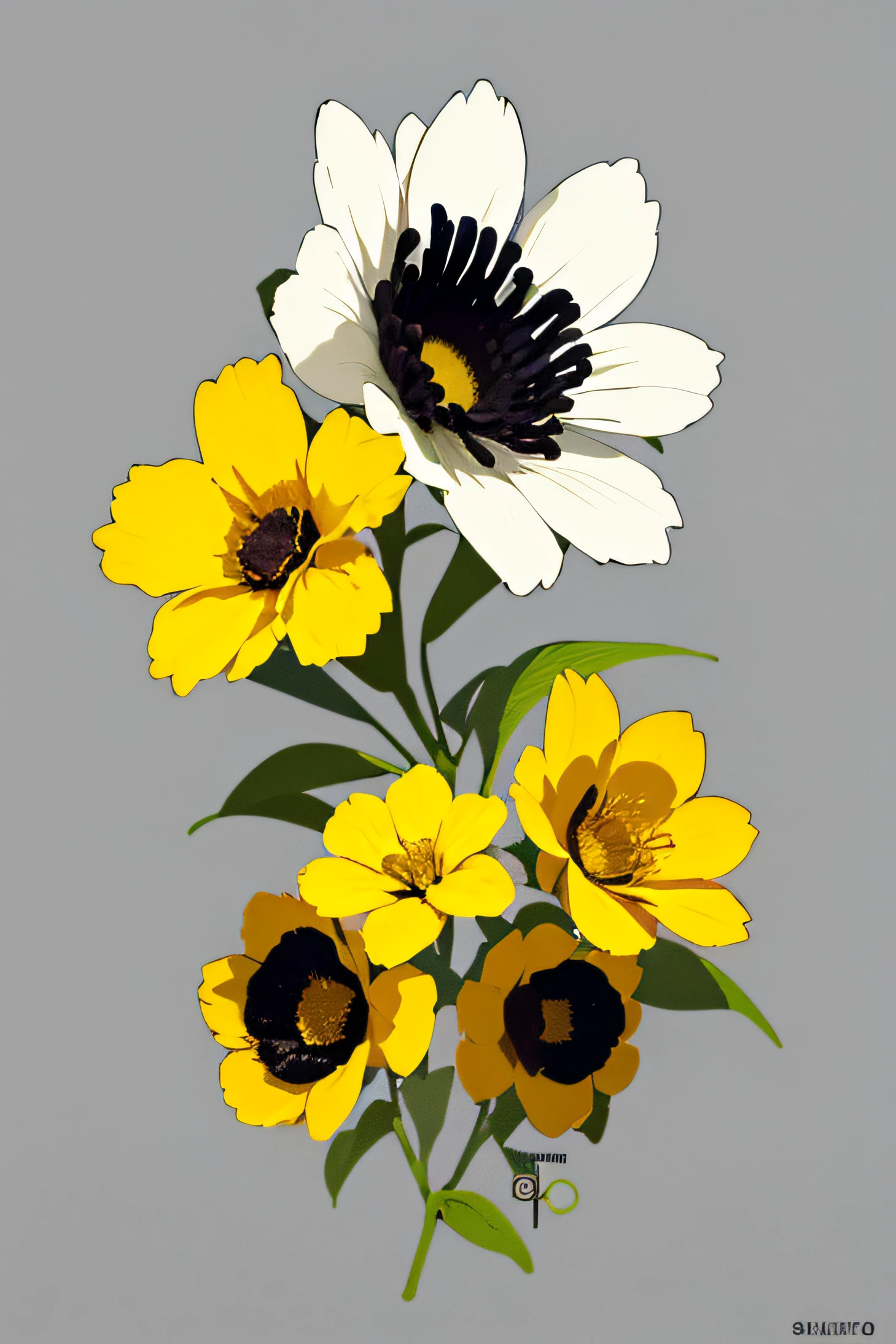 (estilo minimalista, design plano, fundo amarelo), flores amarelas, design do logotipo, (flores amarelas), (simplista e limpo)