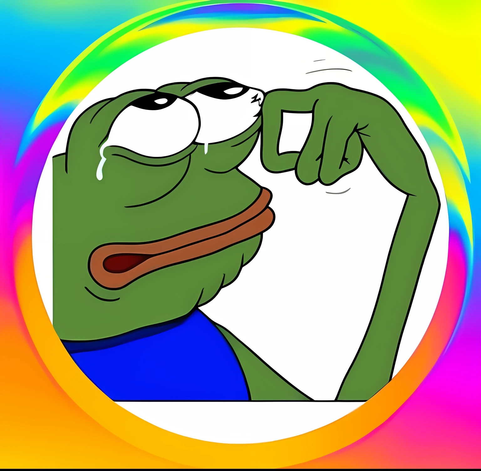 a cartoon frog with a rainbow background and a rainbow background, 4 chan pepe, Pepe, o sapo, sapo pepe, super rico feliz pepe, 🐋 as 🐘 as 🤖 as 👽 as 🐳, 🚀🚀🚀, Retrato de Pepe, o sapo, Pepe, os sapos em guerra, Caco, o sapo como Thanos, foto de perfil do discord, 🔞🤡, Poggers