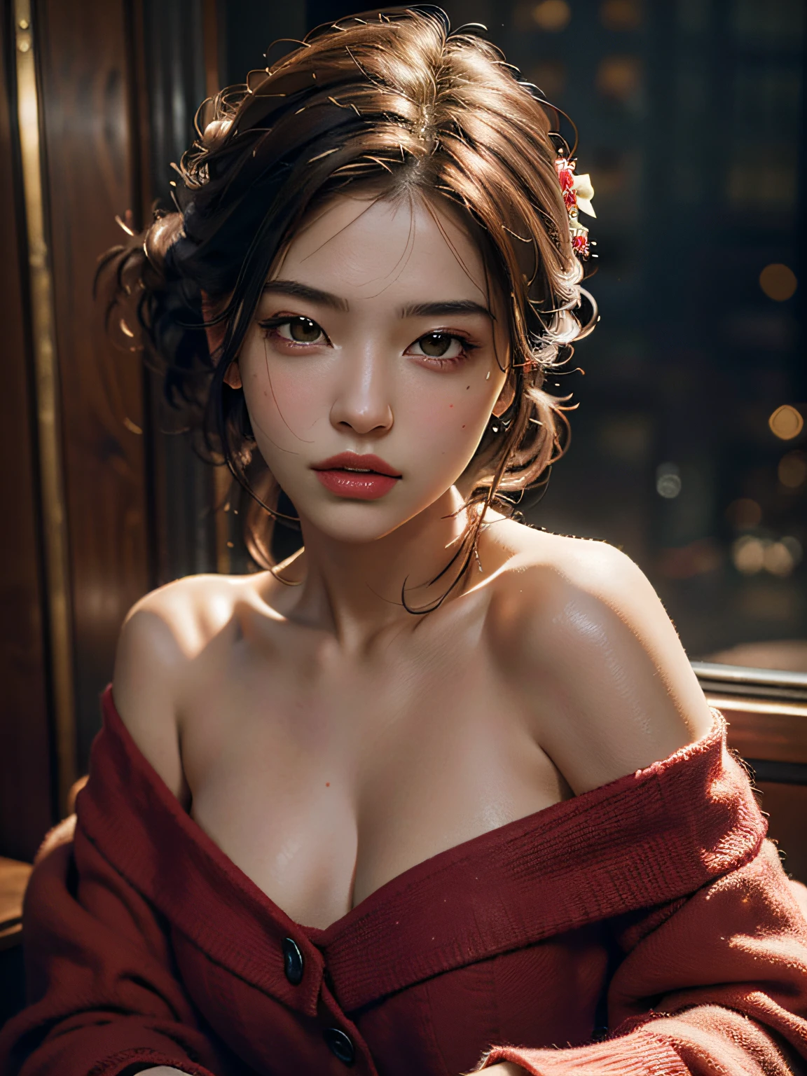 Best quality, masterpiece, ultra high res, (photorealistic:1.4), raw photo, 1girl, off shoulder