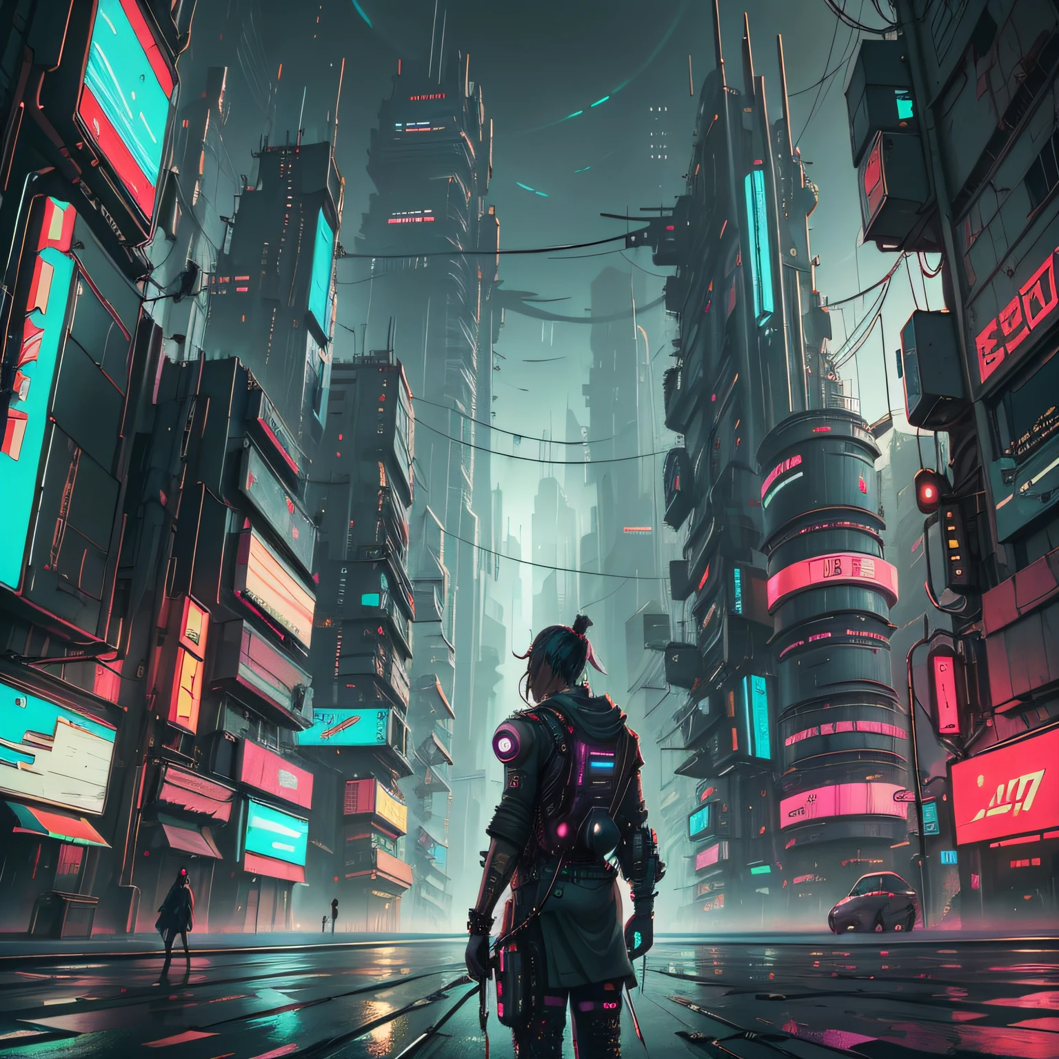 Crie o estilo cyberpunk, city, landscape