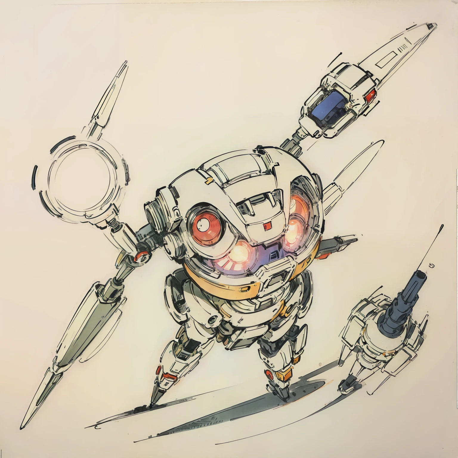 small robot, arte sketch, infantil, colorido