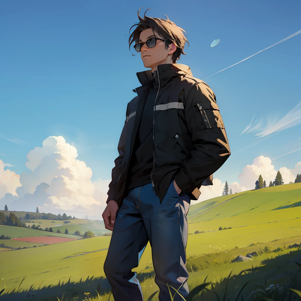 grassy fields,cool guy,
