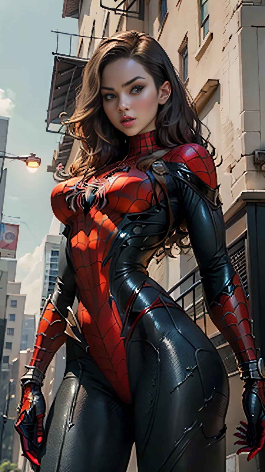 Beautiful woman detailed definition body using Spider-Man role-playing, big breasts