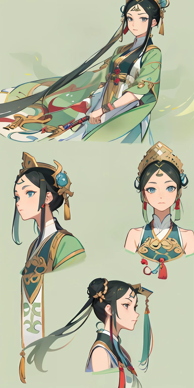 Close-up of a woman holding a sword, Inspired by Lan Ying, Palace ， A girl in Hanfu, highly detailed exquisite fanart, G Liulian art style, Detailed fanart, character design art, Professional character design, Inspired by Qiu Ying, Guviz-style artwork, inspired by Park Hua, inspired by Ju Lian