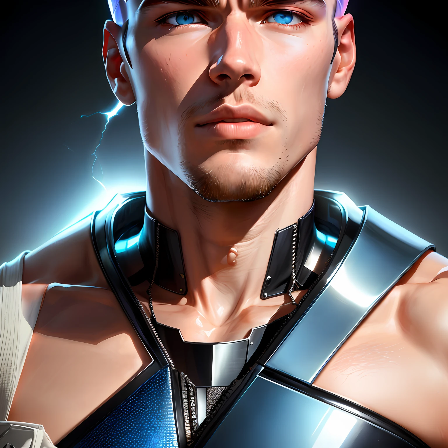 musculous，Height 180，bald-headed，photorealestic