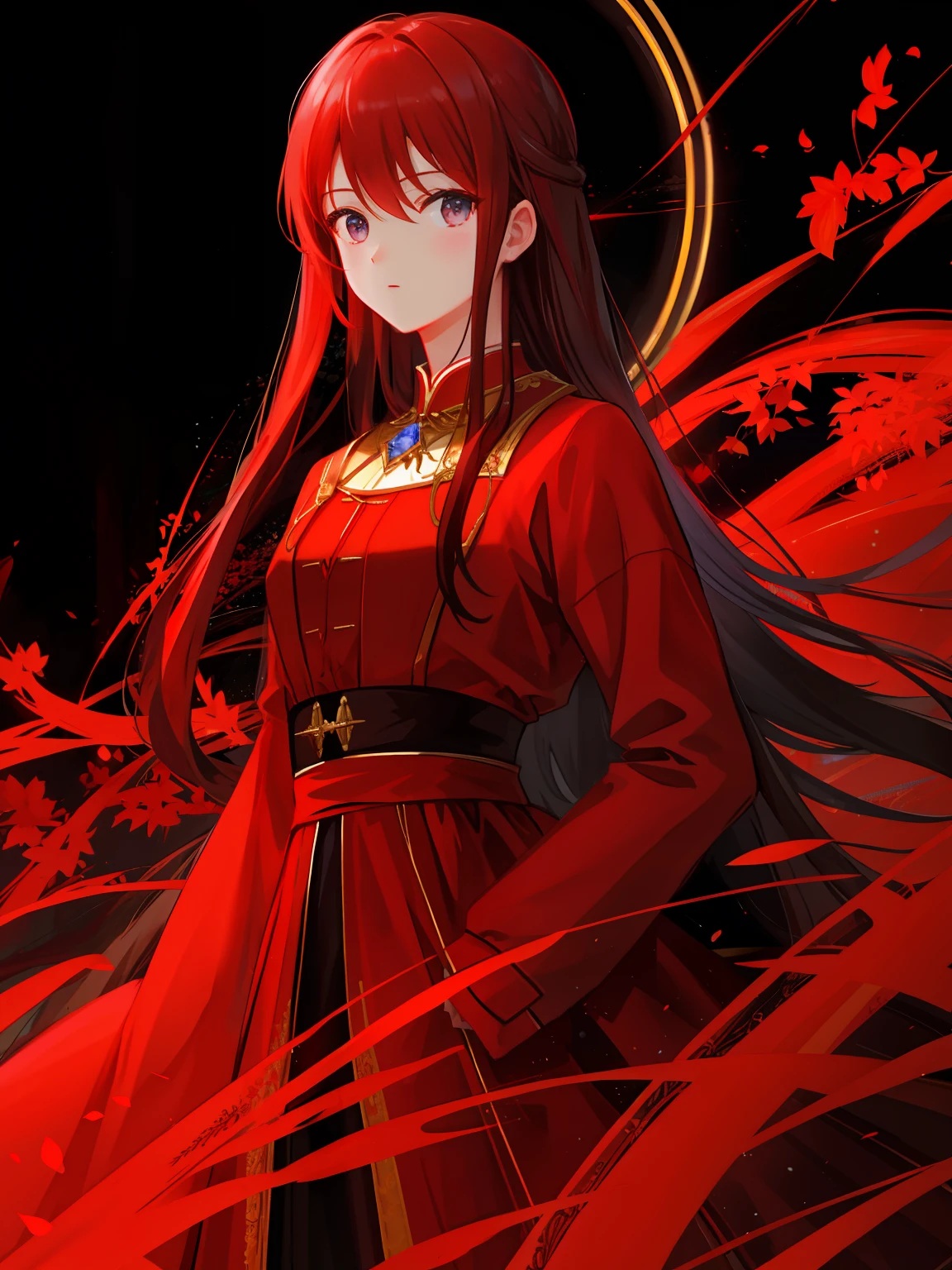 A high resolution、Imaginative、Works of realistic scenes,The Man in Red at night,Meticulous and beautiful national style fantasy vision。