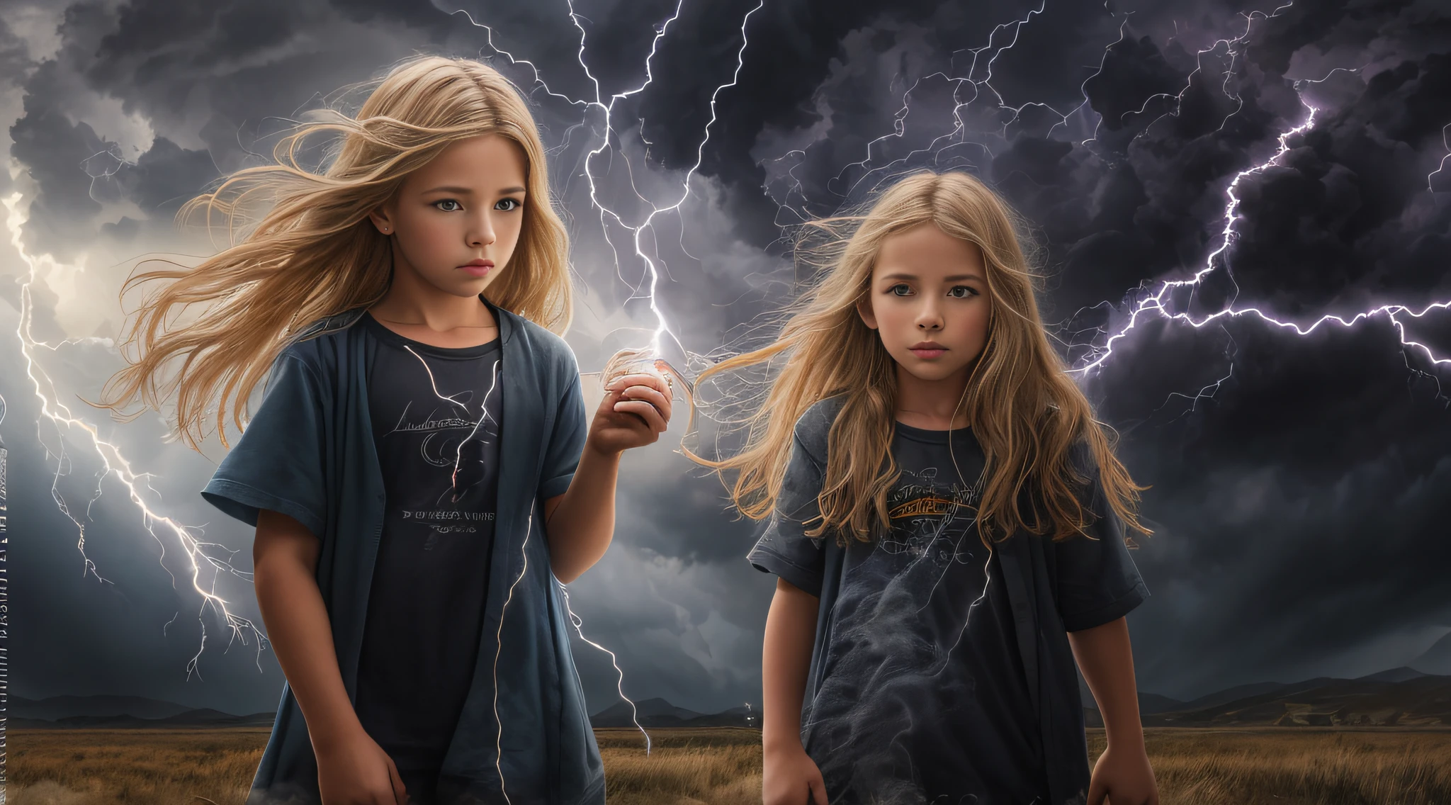 Um meio corpo, Portrait of 3 girls German children long blonde hair of 12 years, jaquetas couro vermelhas, holding in his hands a cross, Image of a large cloud of black smoke and lightning, magic storm and thunder clouds, Dark clouds and lightning, stormy sky with thunders, dark storms with lightning, thunderstorm in the sky, tempestade assustadora, fundo da tempestade, lightning clouds, nuvens tempestuosas escuras, tempestade, Tempo tempestuoso com raios, fundo da tempestade, trovoada ao fundo, fundo da tempestade de raios, Trovoadas