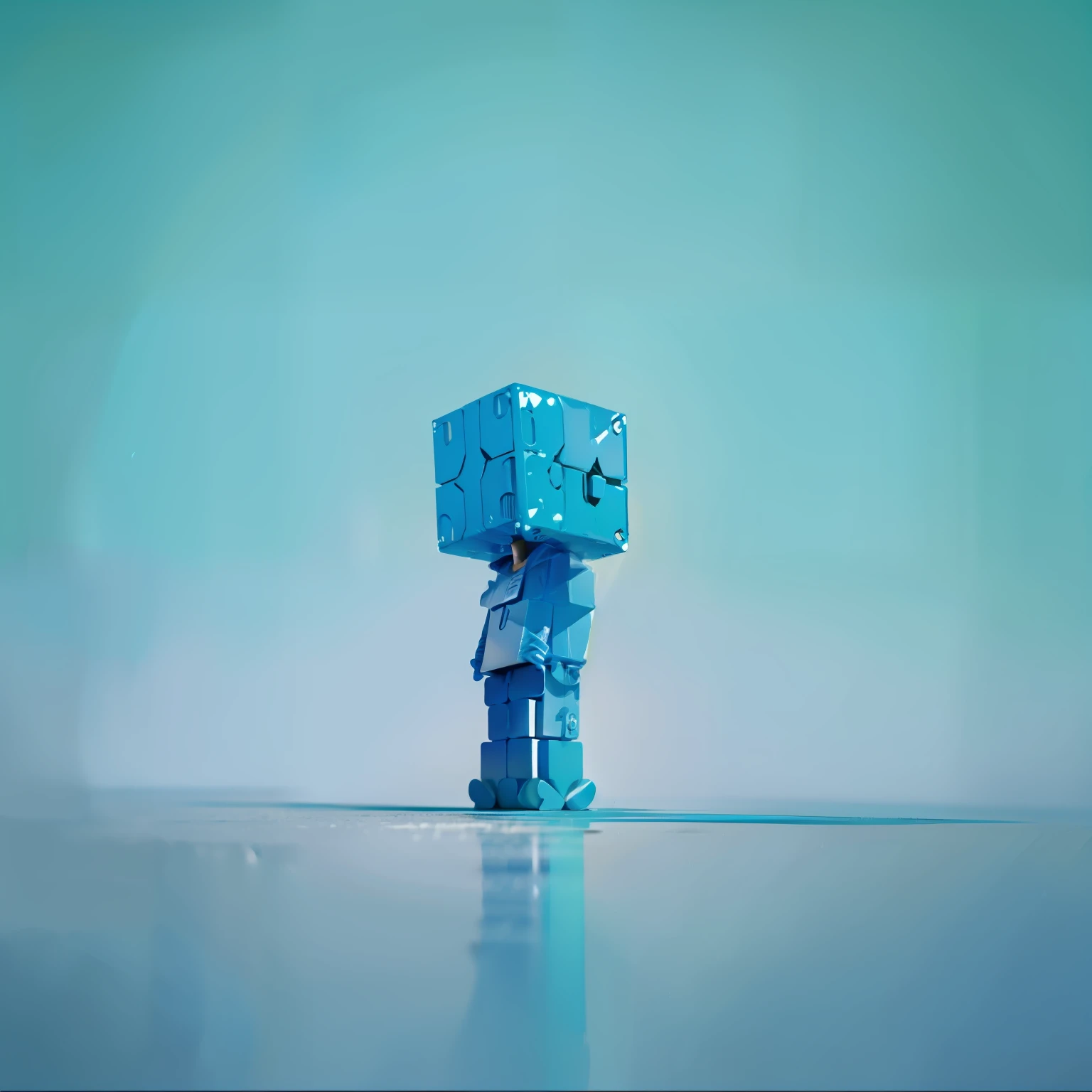 Cube Man,expressiveless,Simple,blue colors