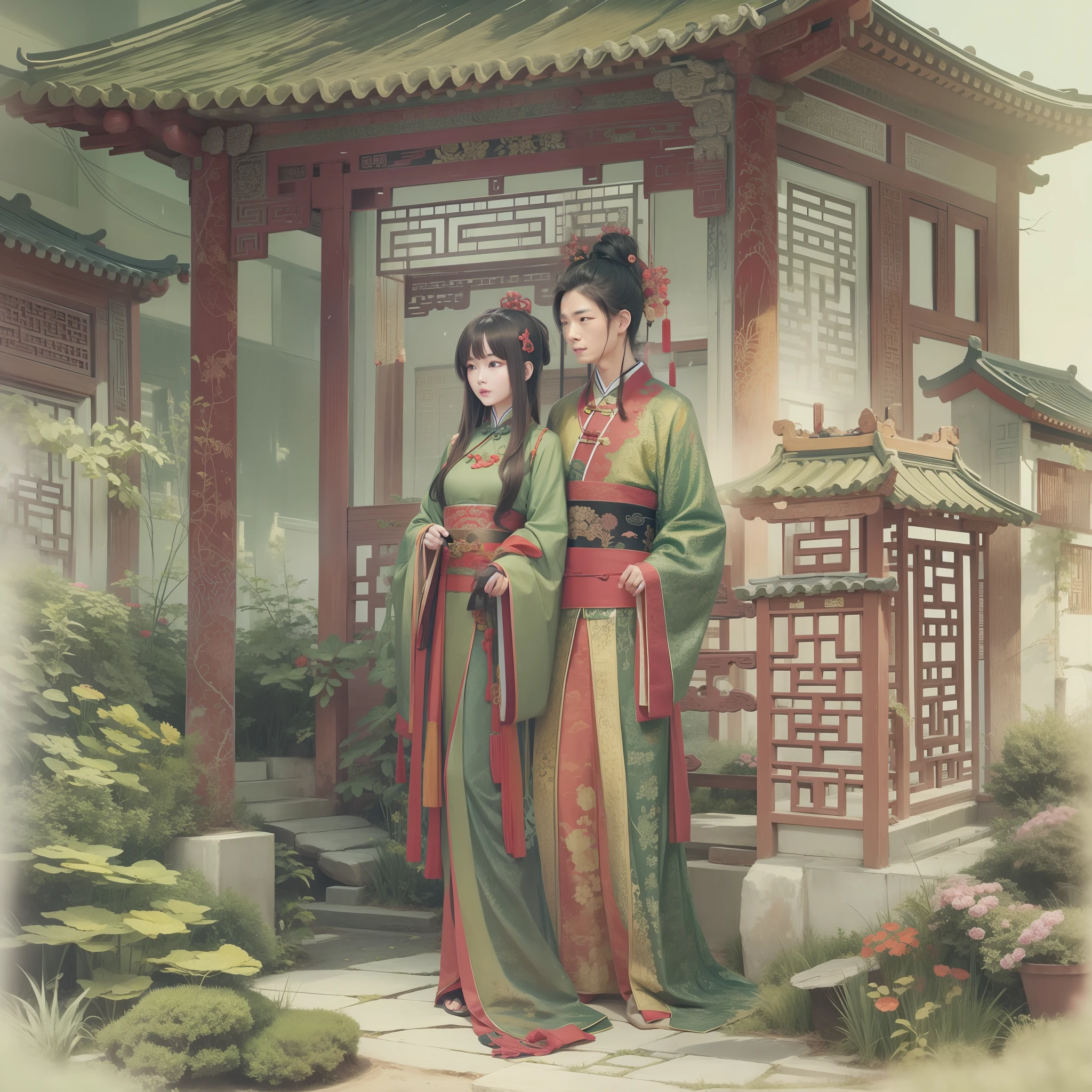 Ancient Chinese style building,Ancient Chinese style cityscape,Man and woman in ancient Chinese style clothes,wakame,wakame,wakame,wakame,wakame,wakame,wakame,wakame,