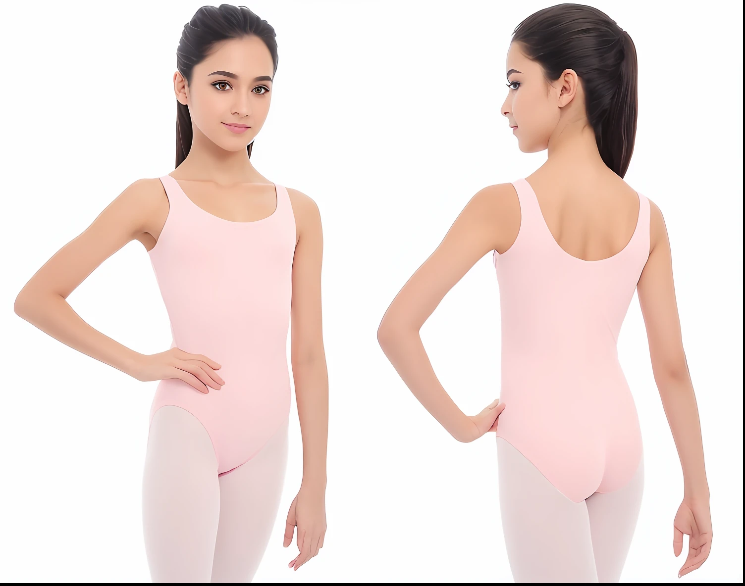 imagem hd, foto realista, 8k, uma em um leoper rosa leoper leoper leoper leoper leoper leoper, collant, vestindo malha, vestindo malha branca, Aquecedores de malhas e pernas, meninao vestindo o terno do tanque, corpo rosa, traje de collant da marinha, Pose tensa