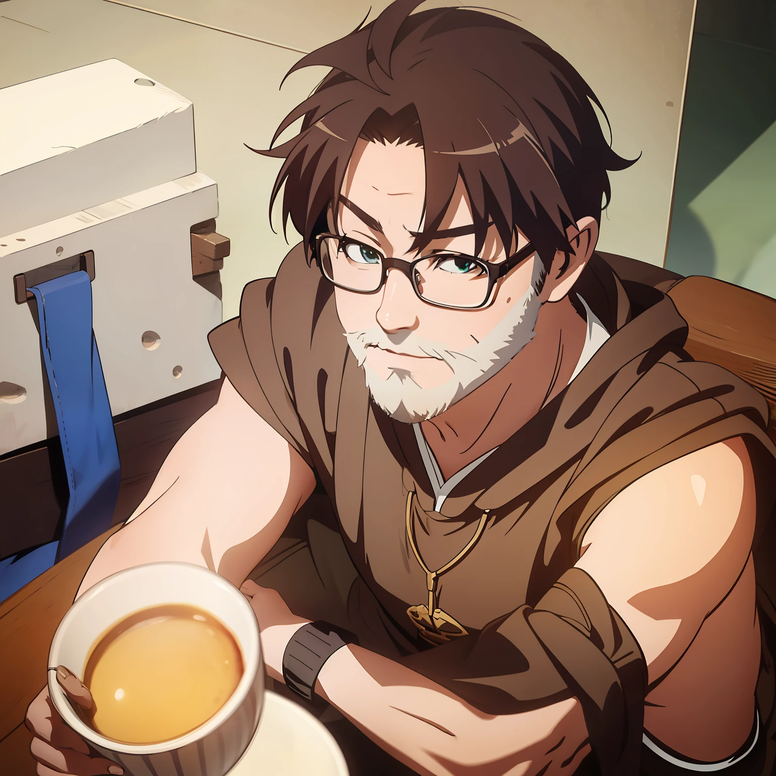 Charming male god with bearded glasses