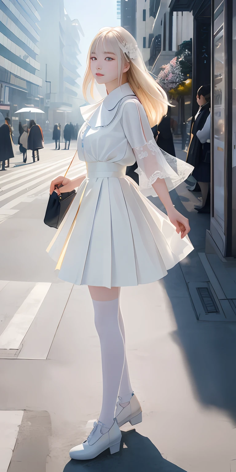 (1girl:1.3), 独奏, (((very vey very detailed face))),((very detailed eyes and faces))),beatiful detailed eyes,Body parts__,offcial art,Unified 8k wallpaper,ultra-detailliert,Beautiful and beautiful,big breasts beautiful,tmasterpiece,best qualtiy,primitive,tmasterpiece,ultra fine photos,best qualtiy,超高分辨率,photorealistic realism,rays of sunshine,full-body portraits,stunningly beautiful,,dynamicposes,delicated face,vibrant eyes,(from the front side), She wore white stockings,JK skirt,Very detailed city roof background, Roof,looking over city,详细的脸,detailed complex busy background,untidy,opulent,milkyW,highly detailedskin,Realistic details of skin,Visible pores,Clear focus,volume fog,8k uhd,digital SLR camera,high qulity,filmgrain,White skin of the,photo-realism,lomography,A street junction in the city center, semi transparent,