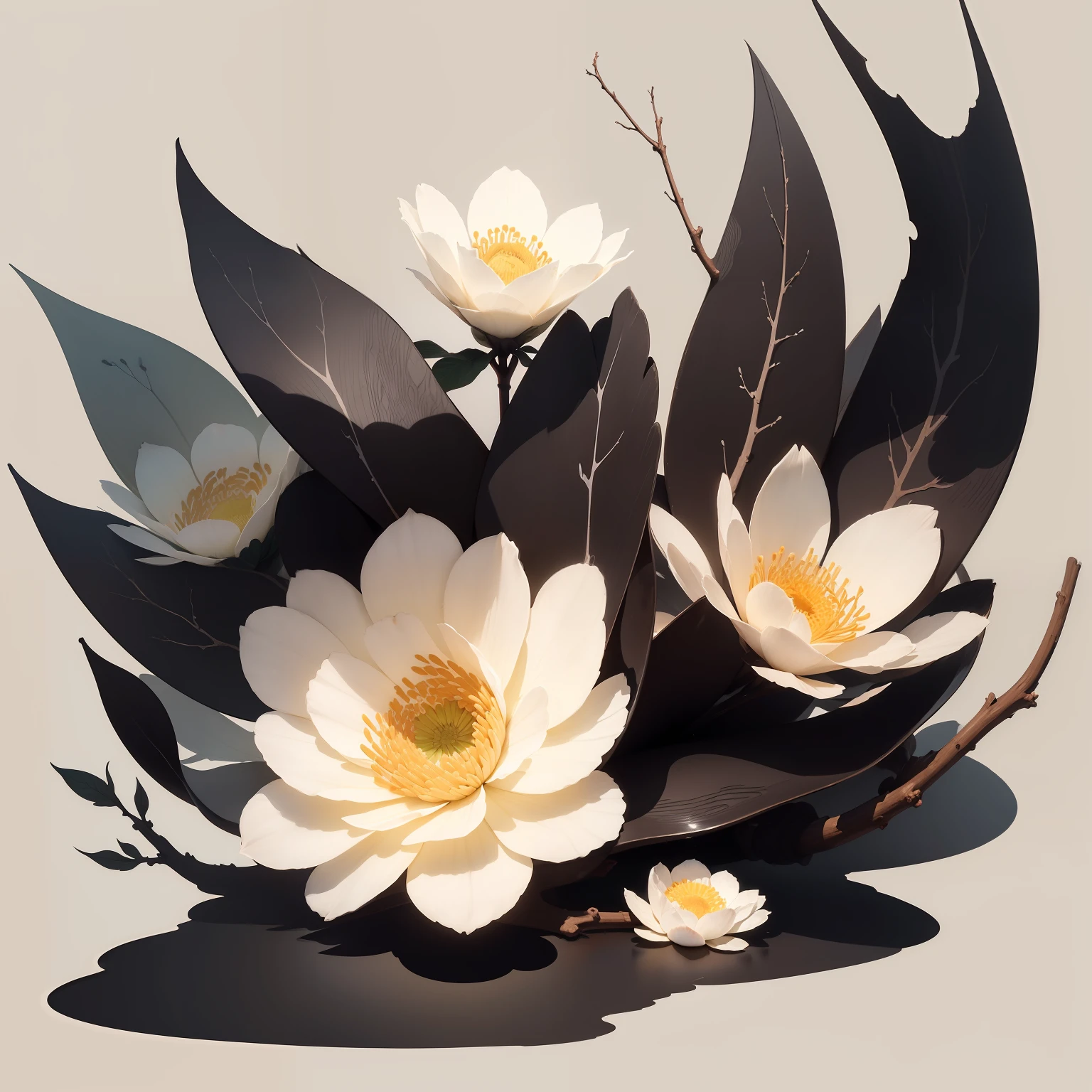 shukezouma, negative space, , shuimobysim , a branch of flower, traditional chinese ink painting,