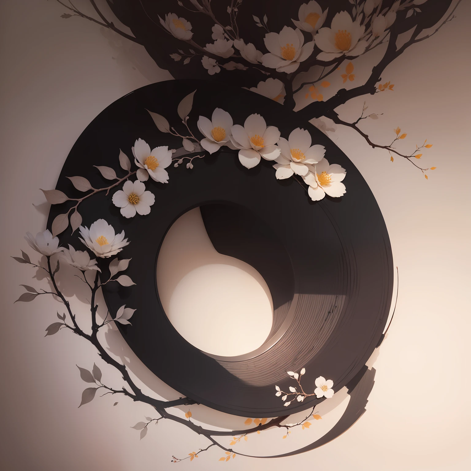 shukezouma, negative space, , shuimobysim , a branch of flower, traditional chinese ink painting,
