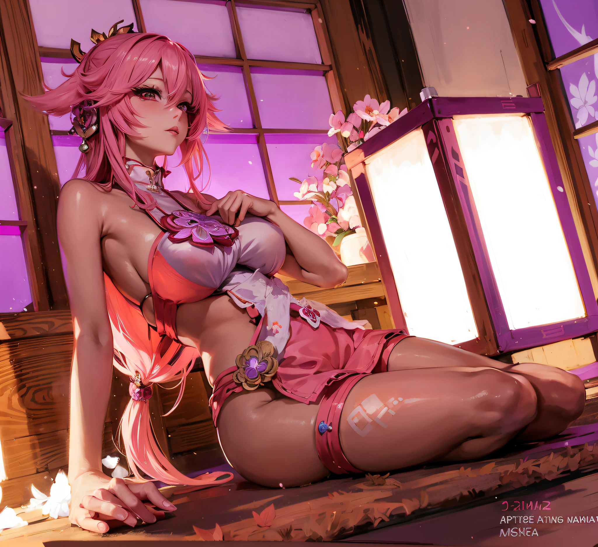 anime - stylish girl in pink outfit sitting on the floor in front of the window, anime goddess, keqing from genshin impact, seductive anime girl, ayaka game genshin impact, ayaka genshin impact, extremely detailed artgerm, Anime Girl Cosplay, beautiful alluring anime woman, Anime character; full body art, trending on artstation pixiv