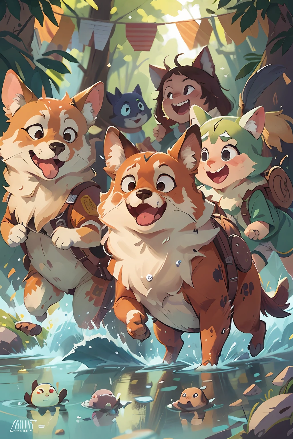 Many animals move towards the silent island, including flying birds and cheerful fish,A heartwarming photograph taken during a small animal sports event. The picture features a group of furry and feathered participants with huge smiles on their faces, all taking part in a fun and friendly competition. The scene is captured in a close-up shot that perfectly highlights the facial expressions of the animals, with each one showing their unique personalities. This photograph was captured by the talented photographer, Carli Davidson, with a Canon EOS 7D Mark II camera. The image features bright, cheerful colors and is full of energy and excitement. The lighting is vibrant and natural, highlighting the playful nature of the animals and the joyful atmosphere of the event.